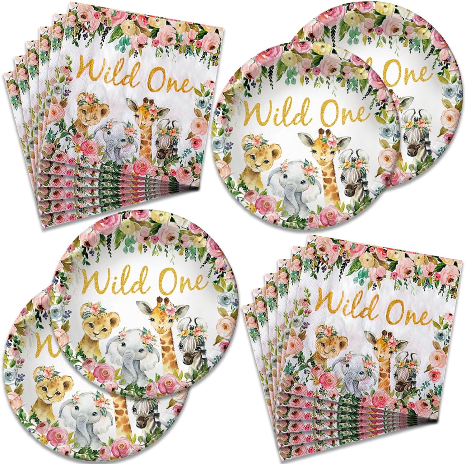 40PCS Wild One Animal Party Supplies Set