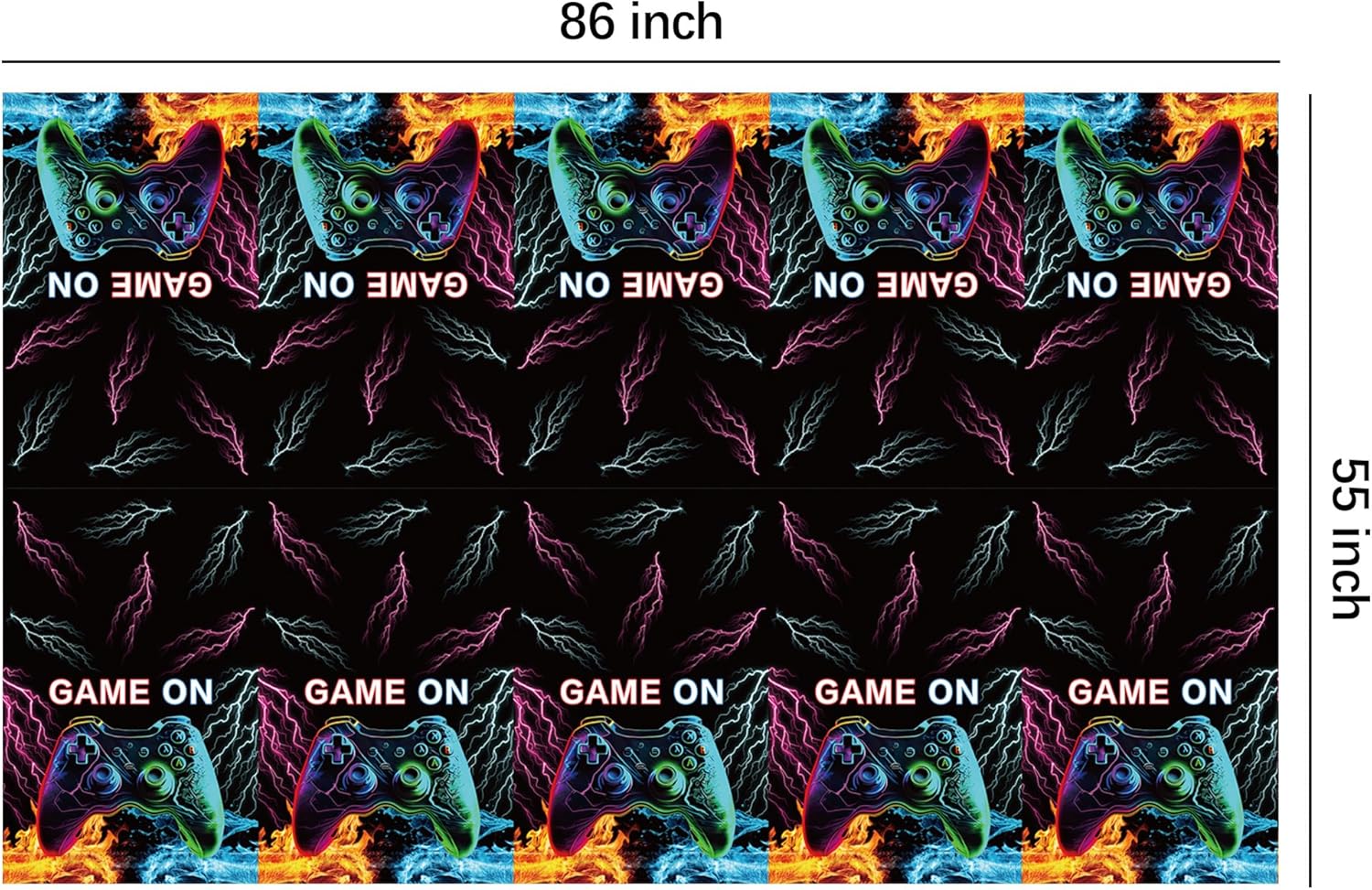 Vibrant Gaming Tablecloth Set 3Pcs 55x86 Inches