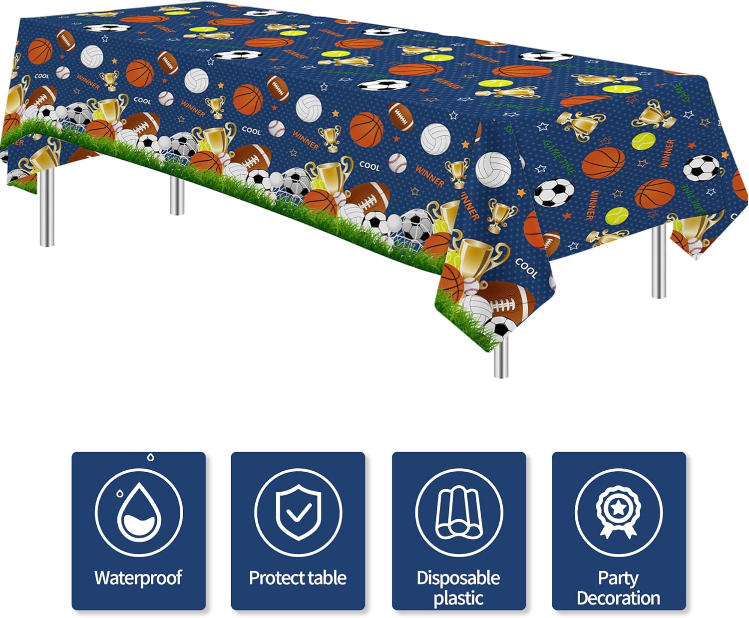 Owelleny Sports Birthday Tablecloth Set 3Pcs