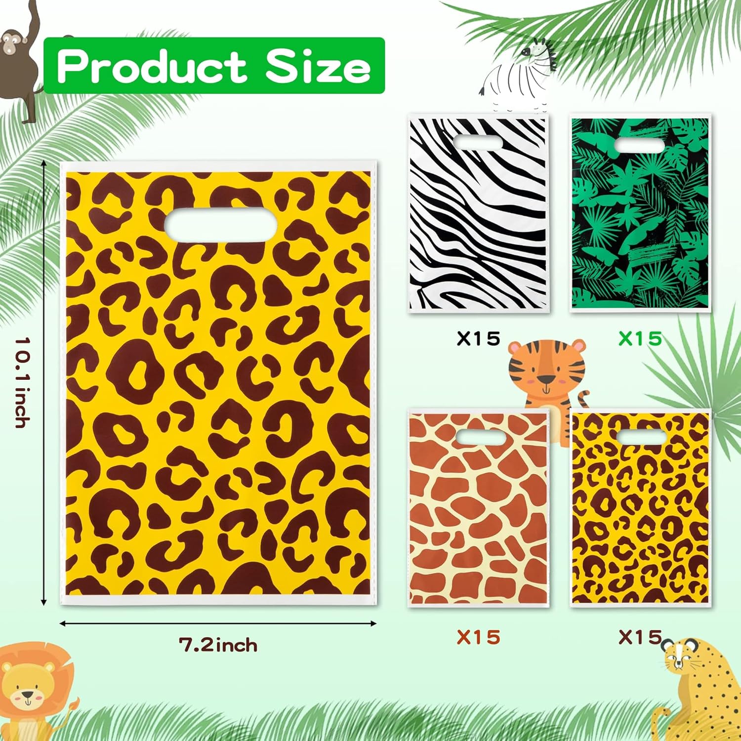 Animal Print Party Favor Bags 60Pcs Summer Jungle Safari Themed Gift Bags