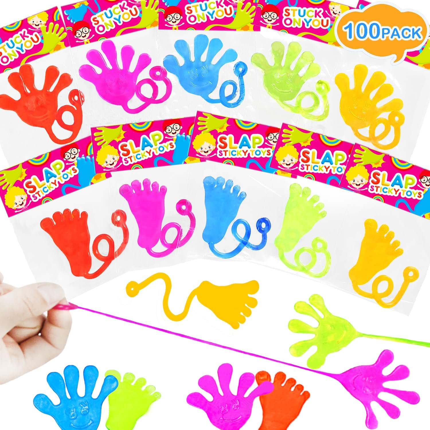 100 pcs Sticky Hands Feet Party Favors for Kids