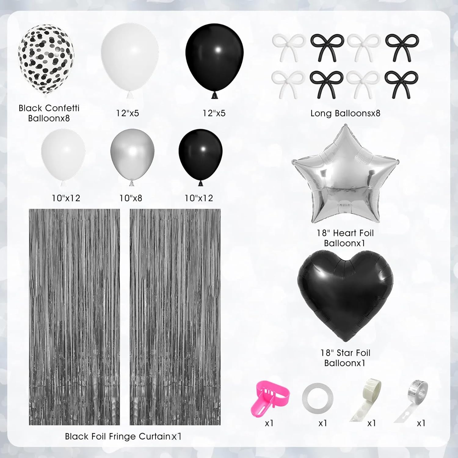 Black Bow Birthday Decorations Set