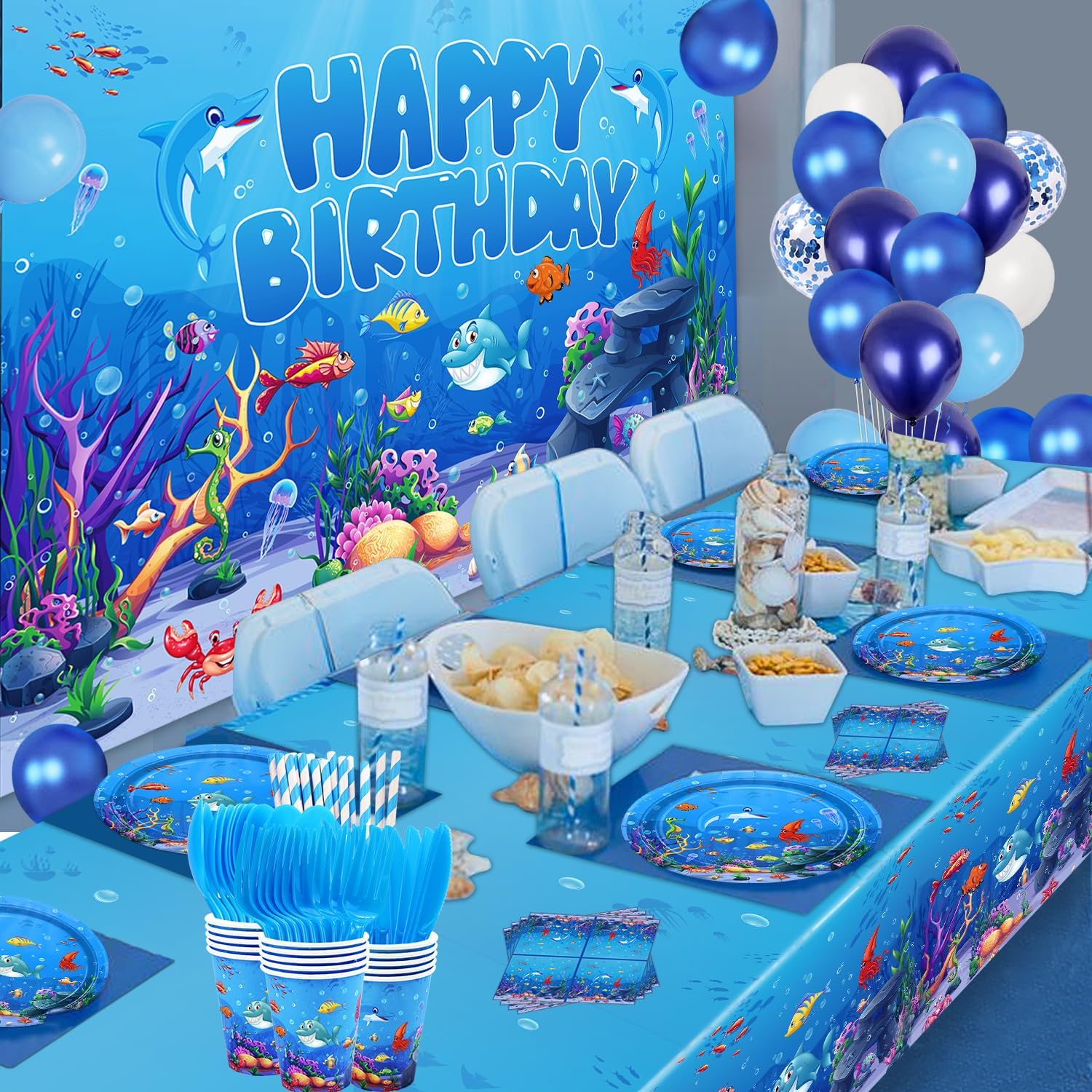 Dvaorc 206 Pack Under the Sea Party Supplies Set