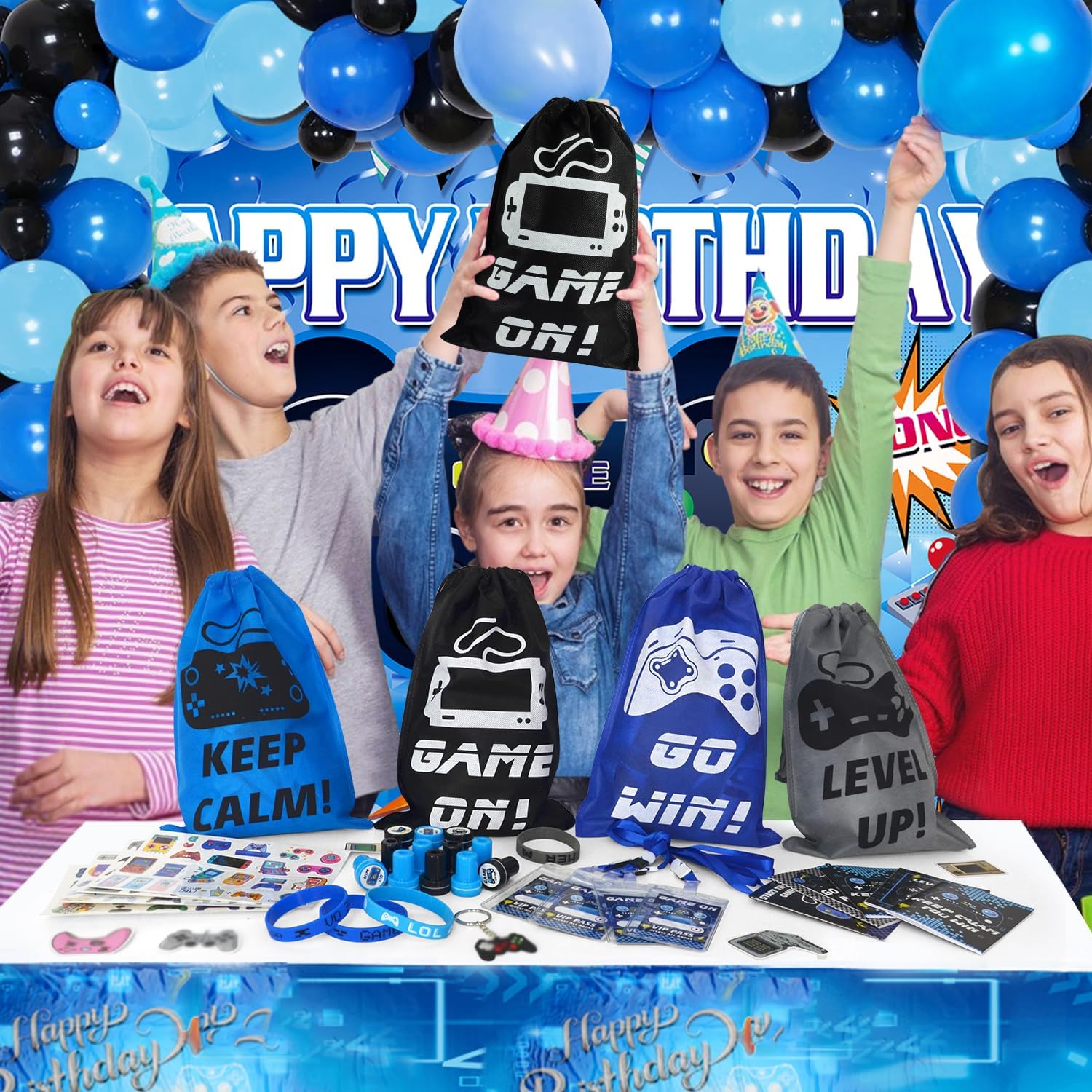 126 PCS Gaming Party Favors with Drawstring Bags
