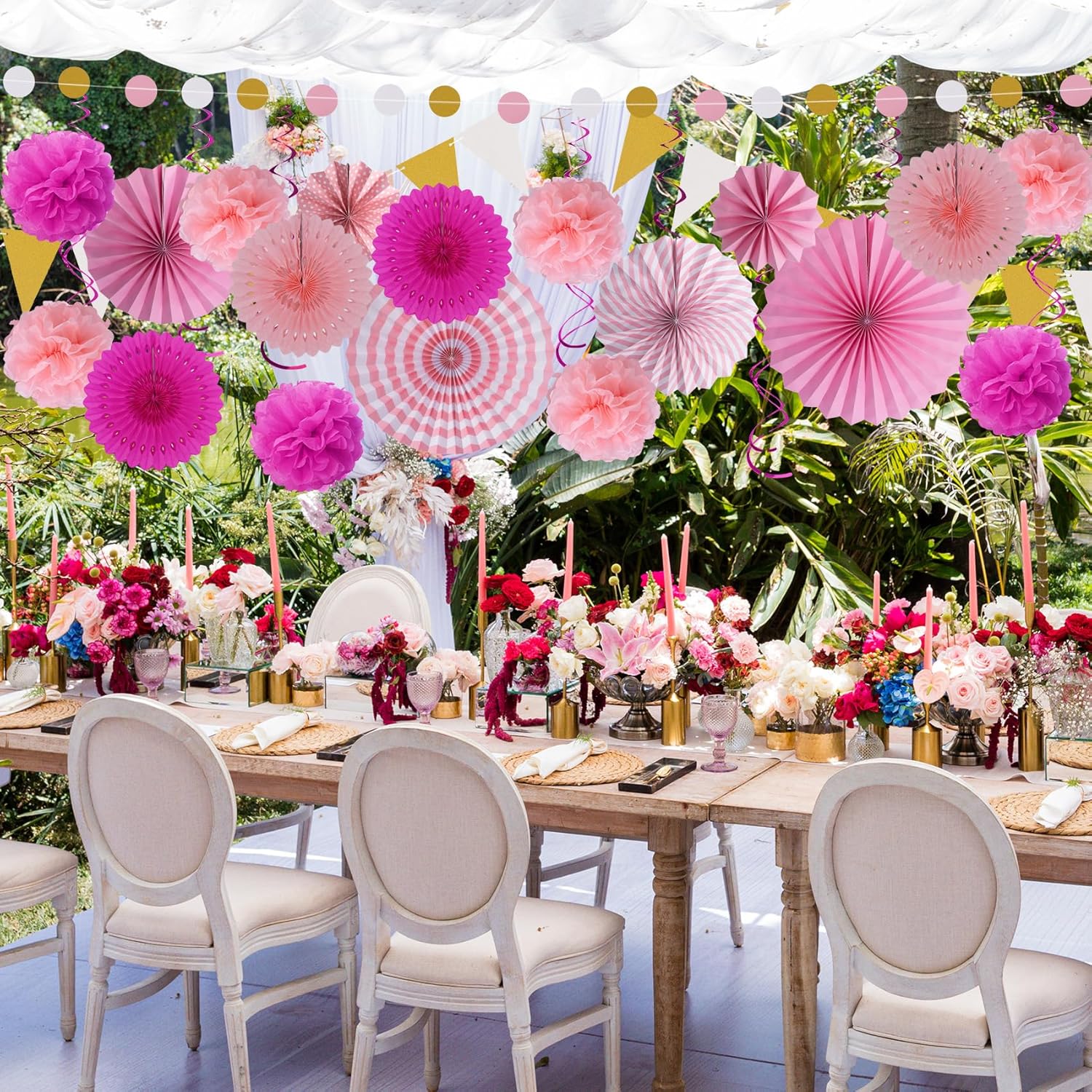 Huryfox 33pcs Pink Party Decorations Set