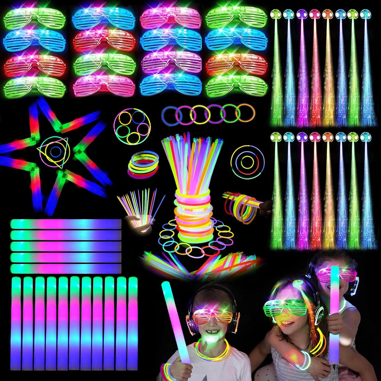 148 Piece Glow in the Dark Party Kit with LED Accessories