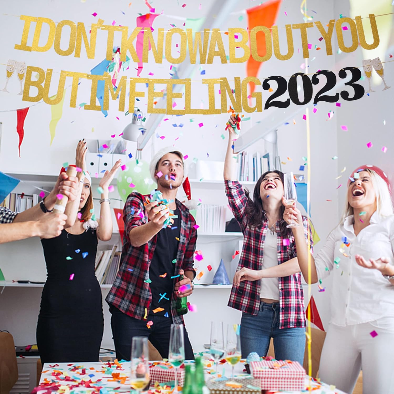 ZHUOWEISM 2023 Happy New Year Banner Garland Decor
