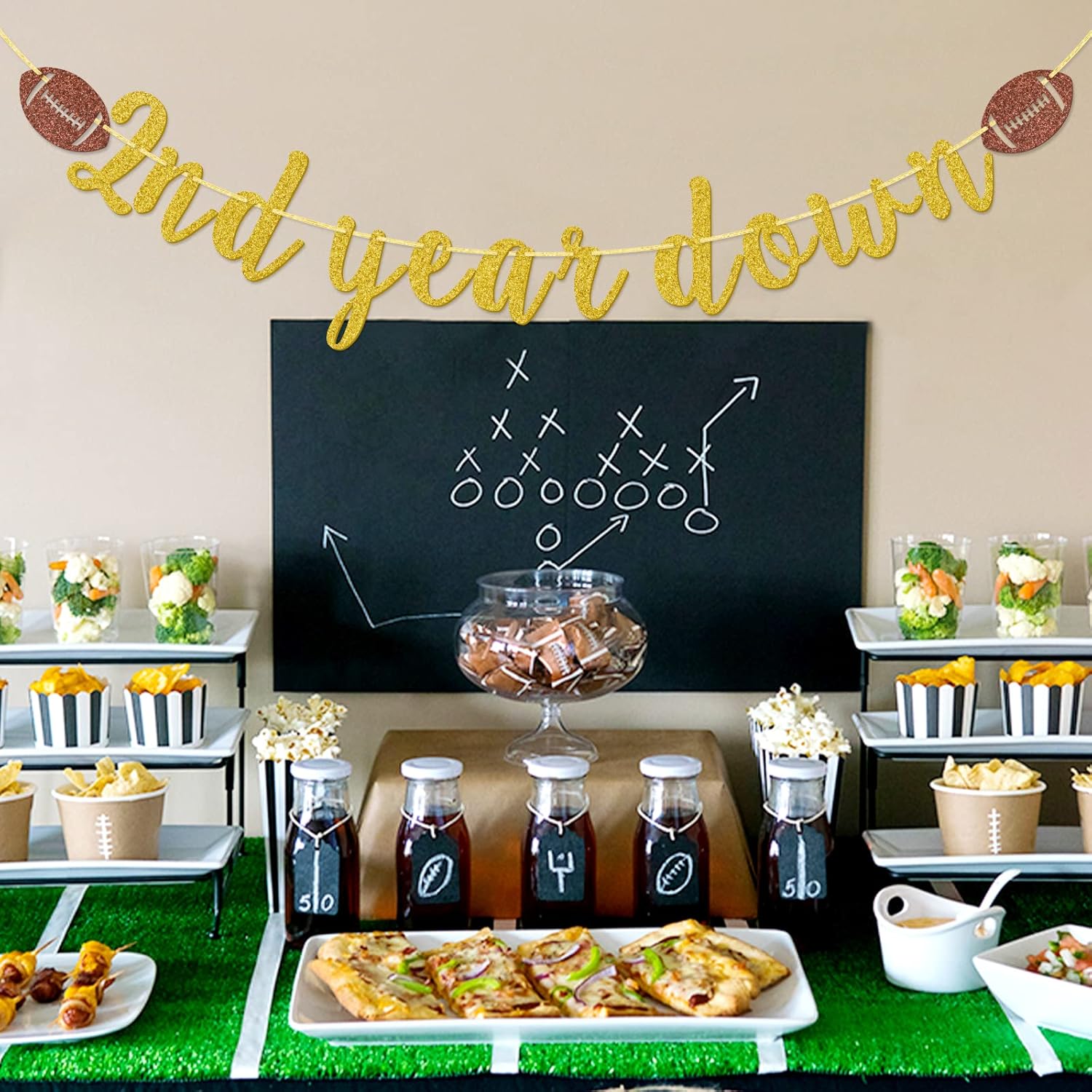 2nd Birthday Glitter Banner with Pre-Strung Letters