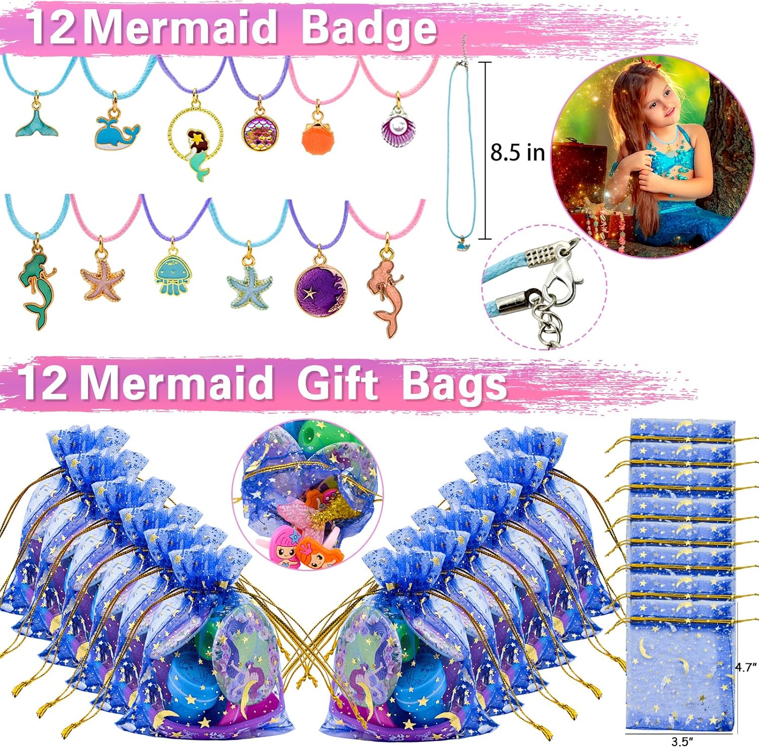 134Pcs Mermaid Party Favors for Girls Decorations