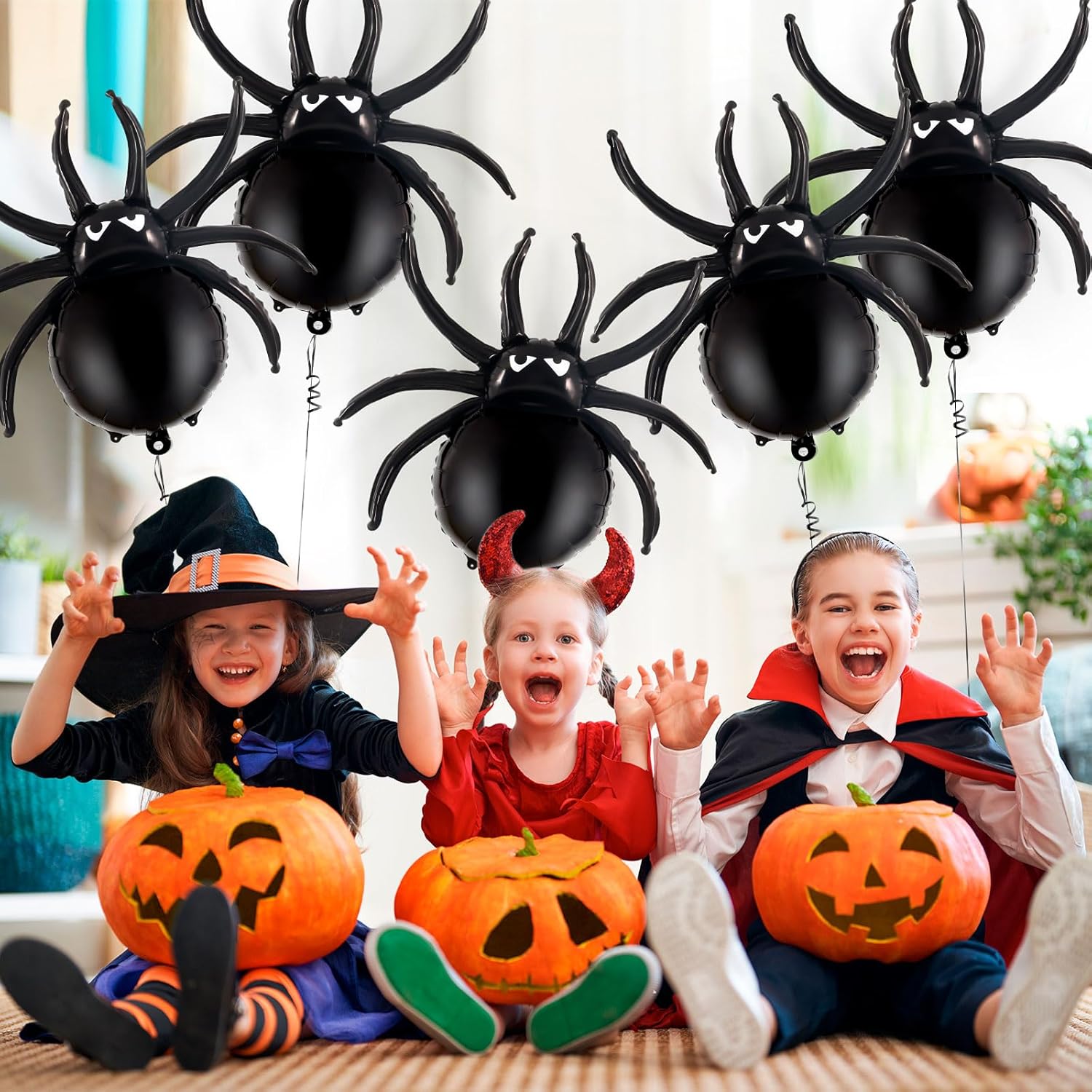 YOTHORN 6 Pcs 33 Inch Halloween Spider Balloons Foil Decorations