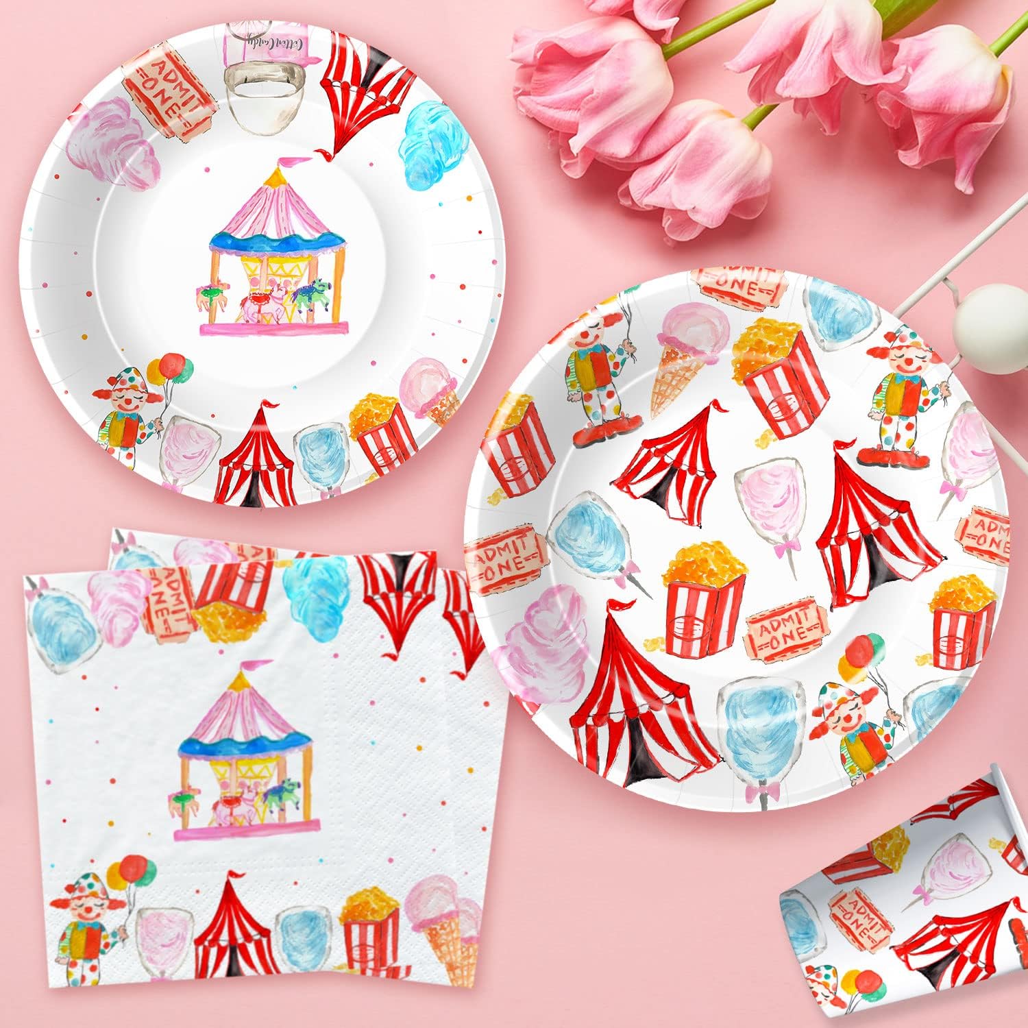 Circus Carnival Party Tableware Set for 48 Guests