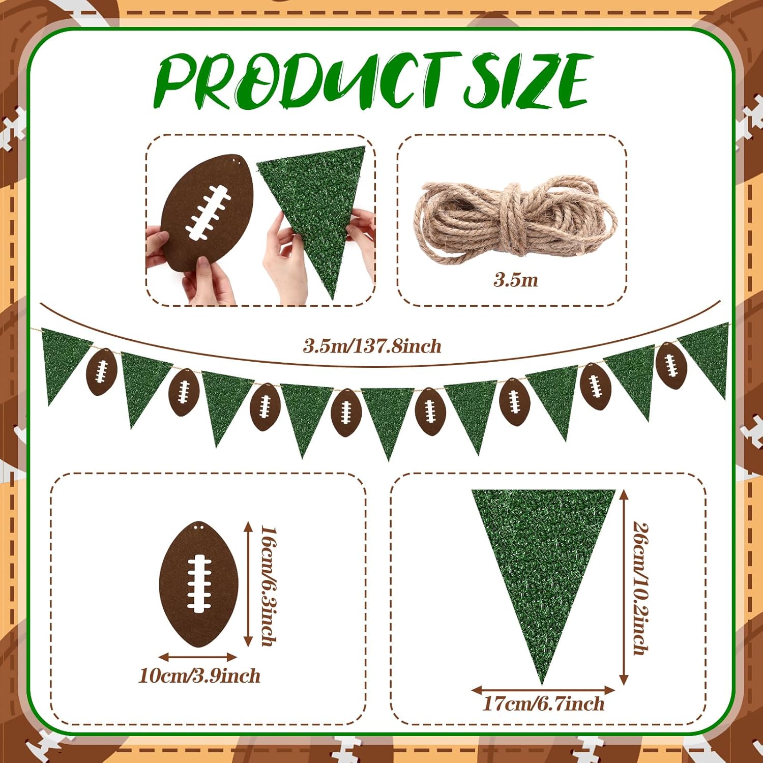 Janinka Football Party Decorations 115ft Garland