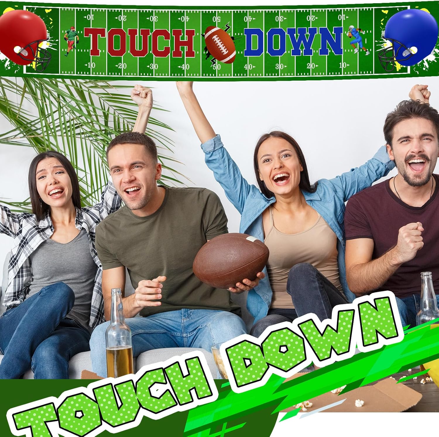 Ctosree Football Backdrop Banner Decor 4pcs Party Supplies