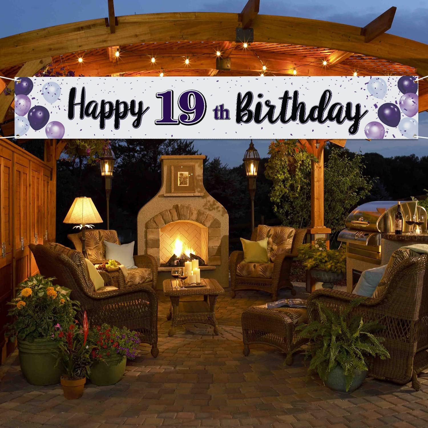 19th Birthday Balloon Banner Decoration