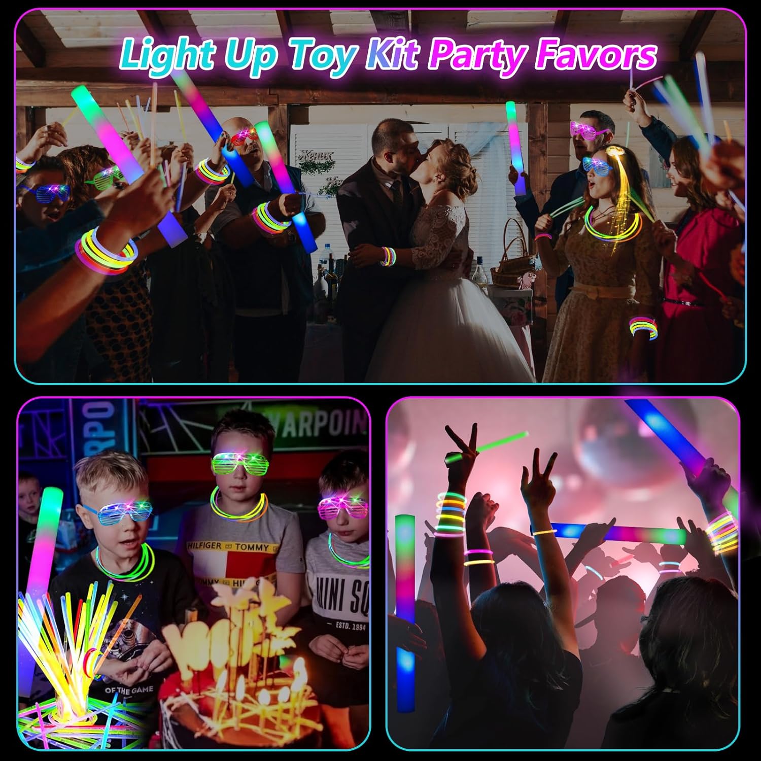 148 Piece Glow in the Dark Party Kit with LED Accessories