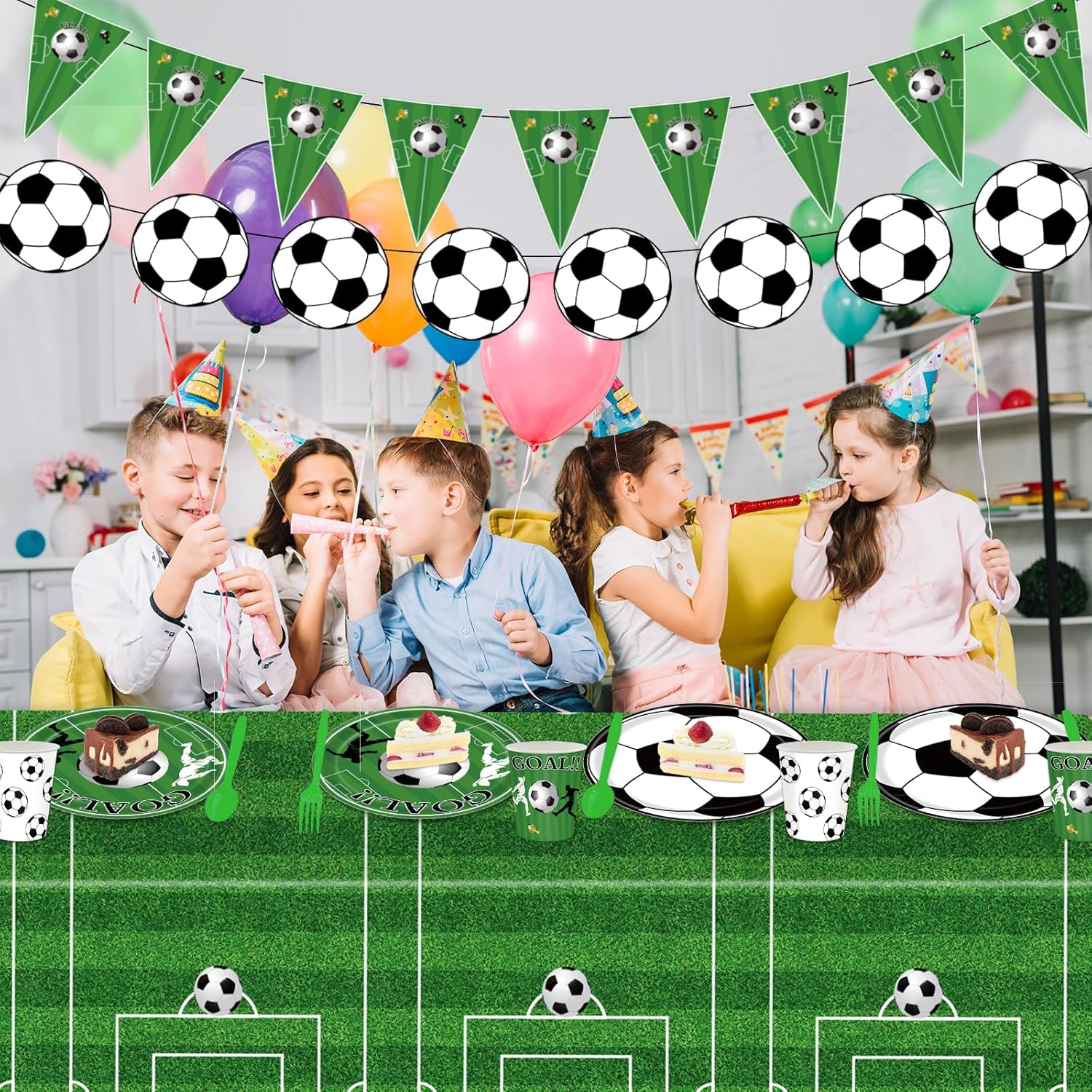 172pcs Soccer Themed Party Set for 24 Guests