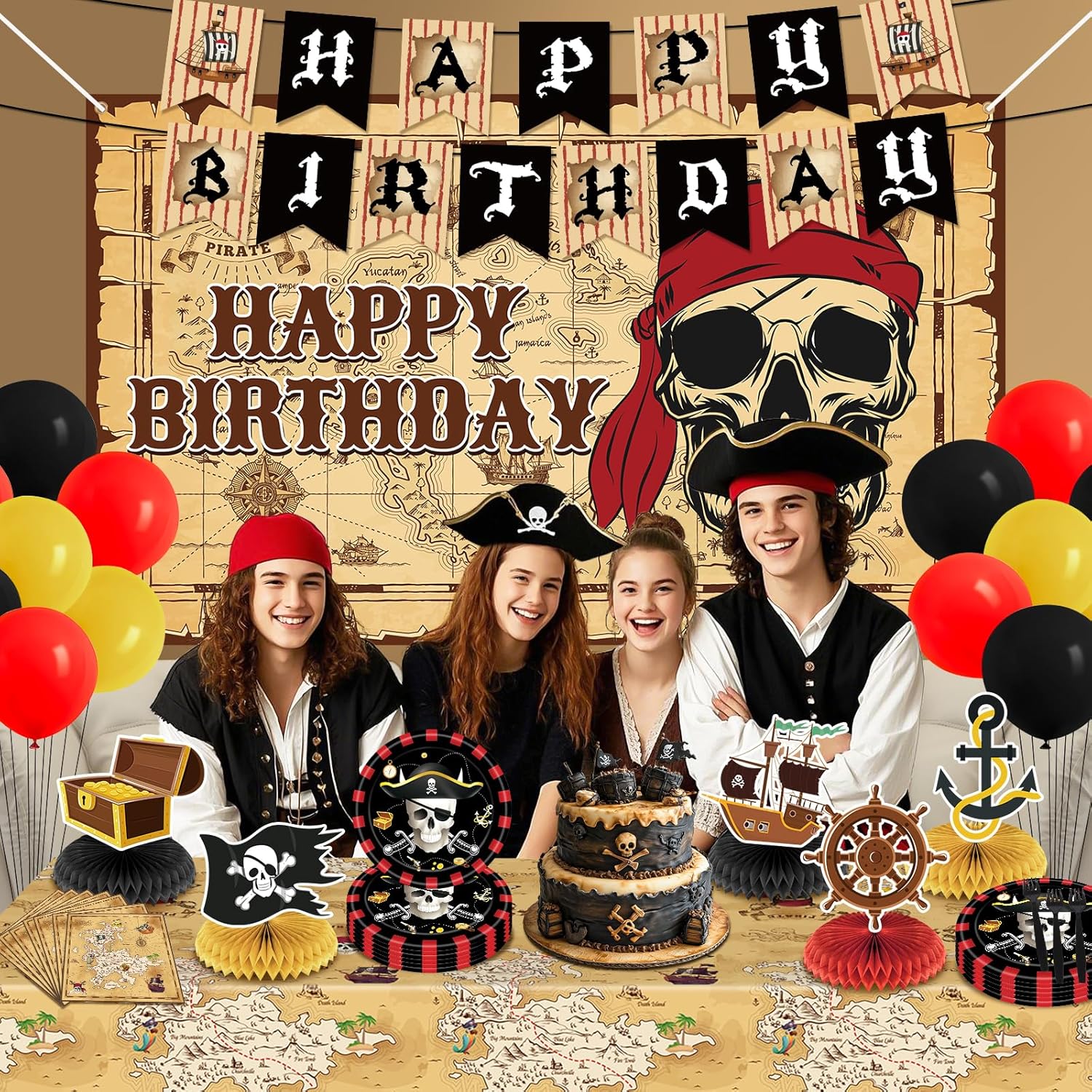 Pirate Party Decorations Set 62Pcs for Boys