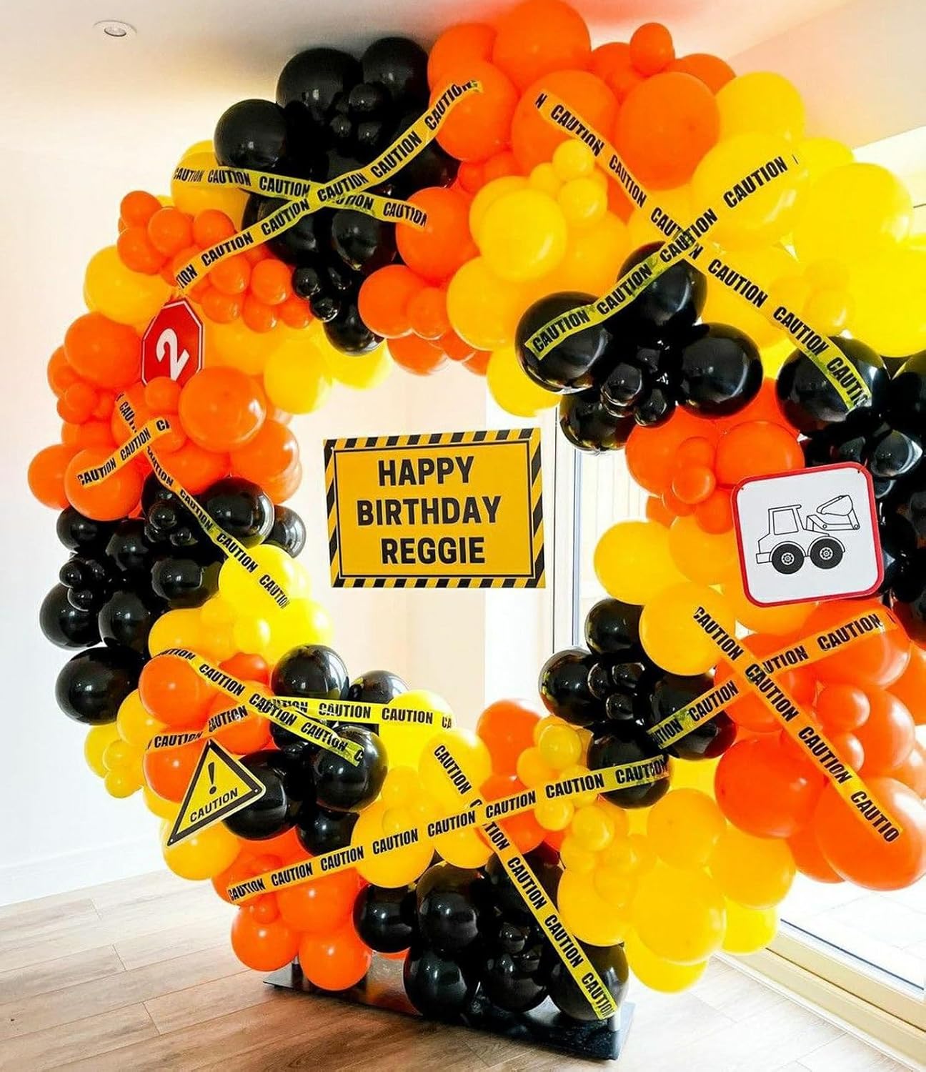 12 Inch Construction Balloons with Excavator and Helmet Designs