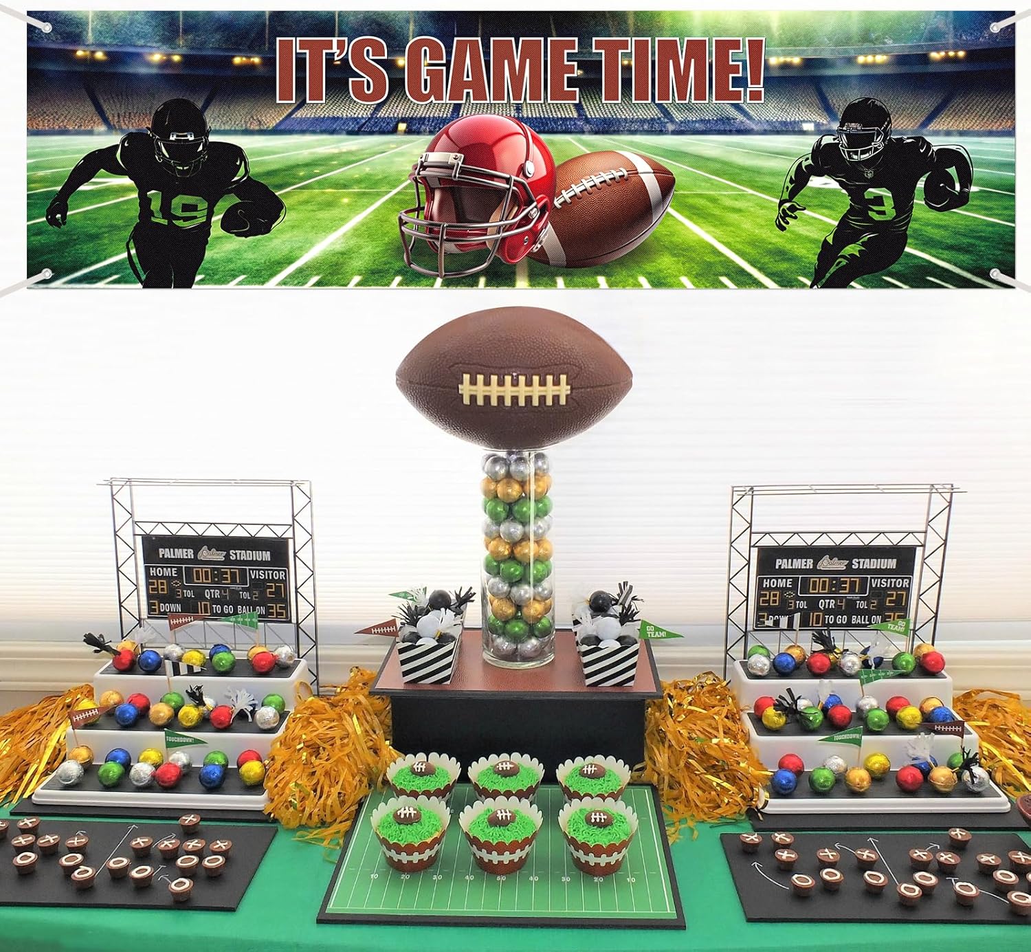 Hooqict Football Banner Game Time Party Decor