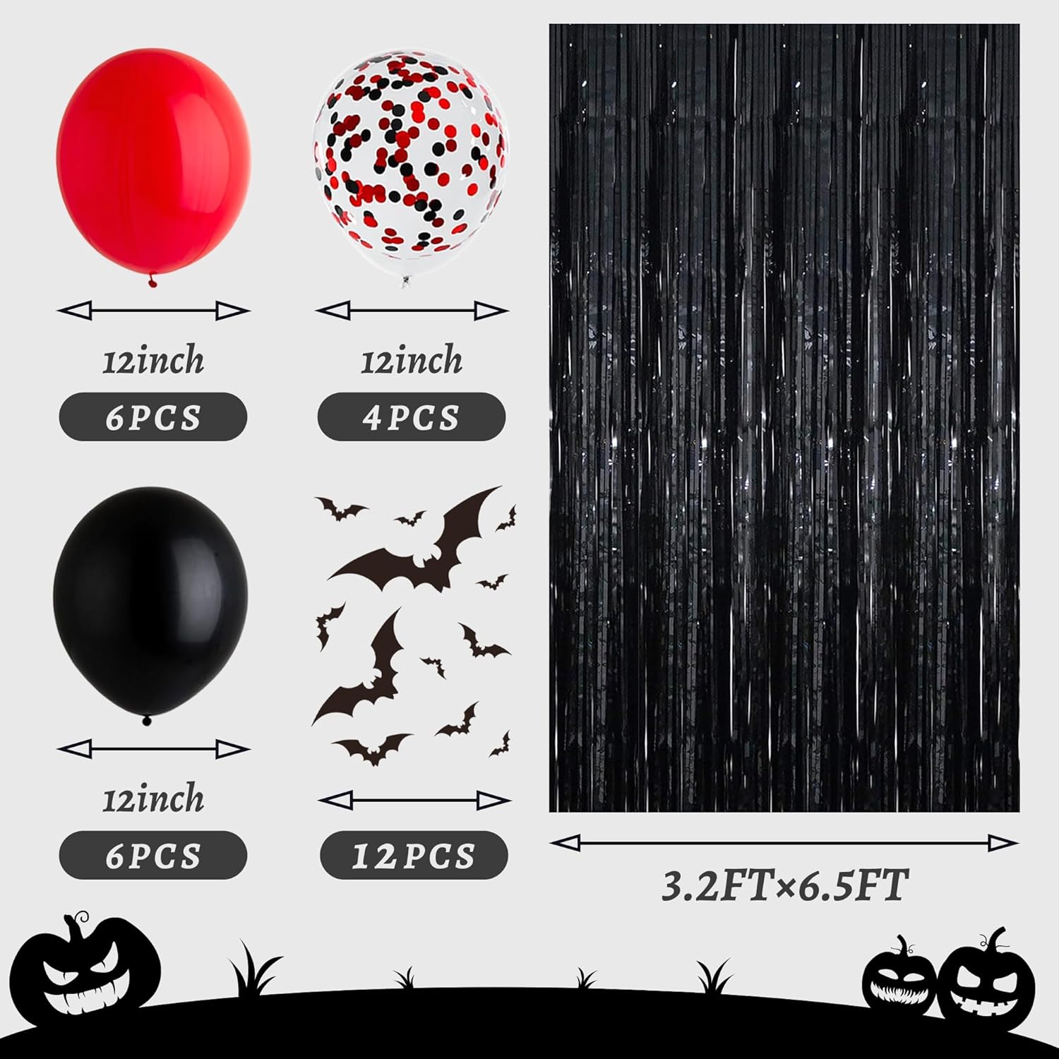 Halloween Happy Birthday Banner with Balloons and Decor