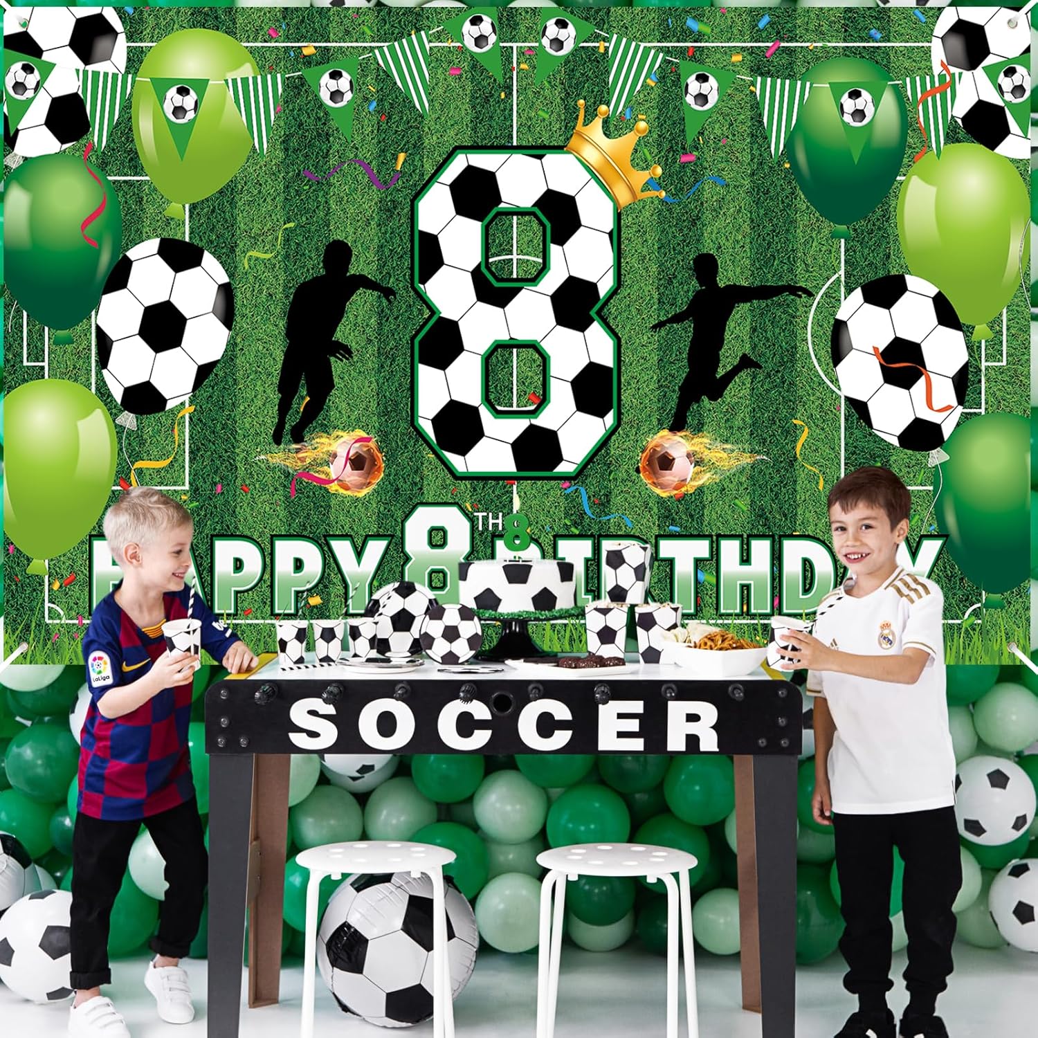 Soccer 8th Birthday Banner for Boys - Large Party Decor