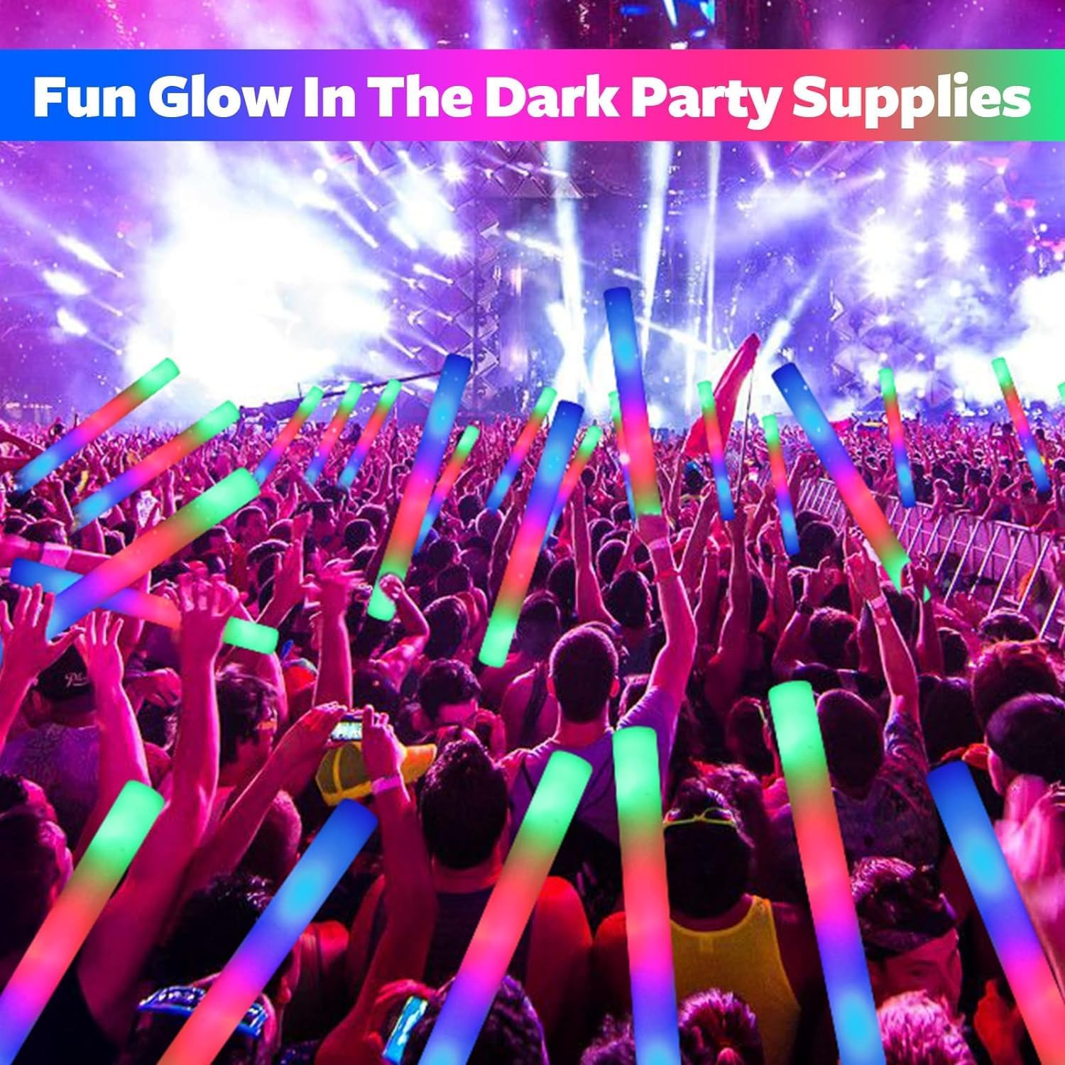 130 PCS LED Foam Glow Sticks with 3 Modes