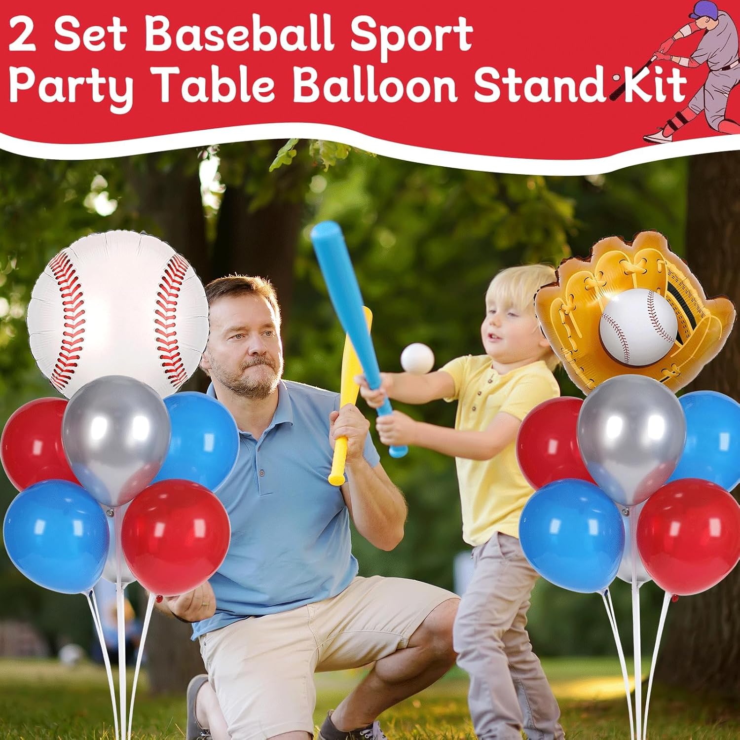Baseball Themed Balloons Stand Kit 2 Sets