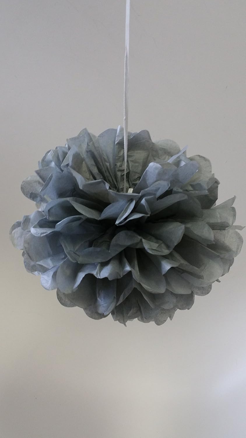 Tissue Paper Pompoms Set of 3 Grey 20 Inch