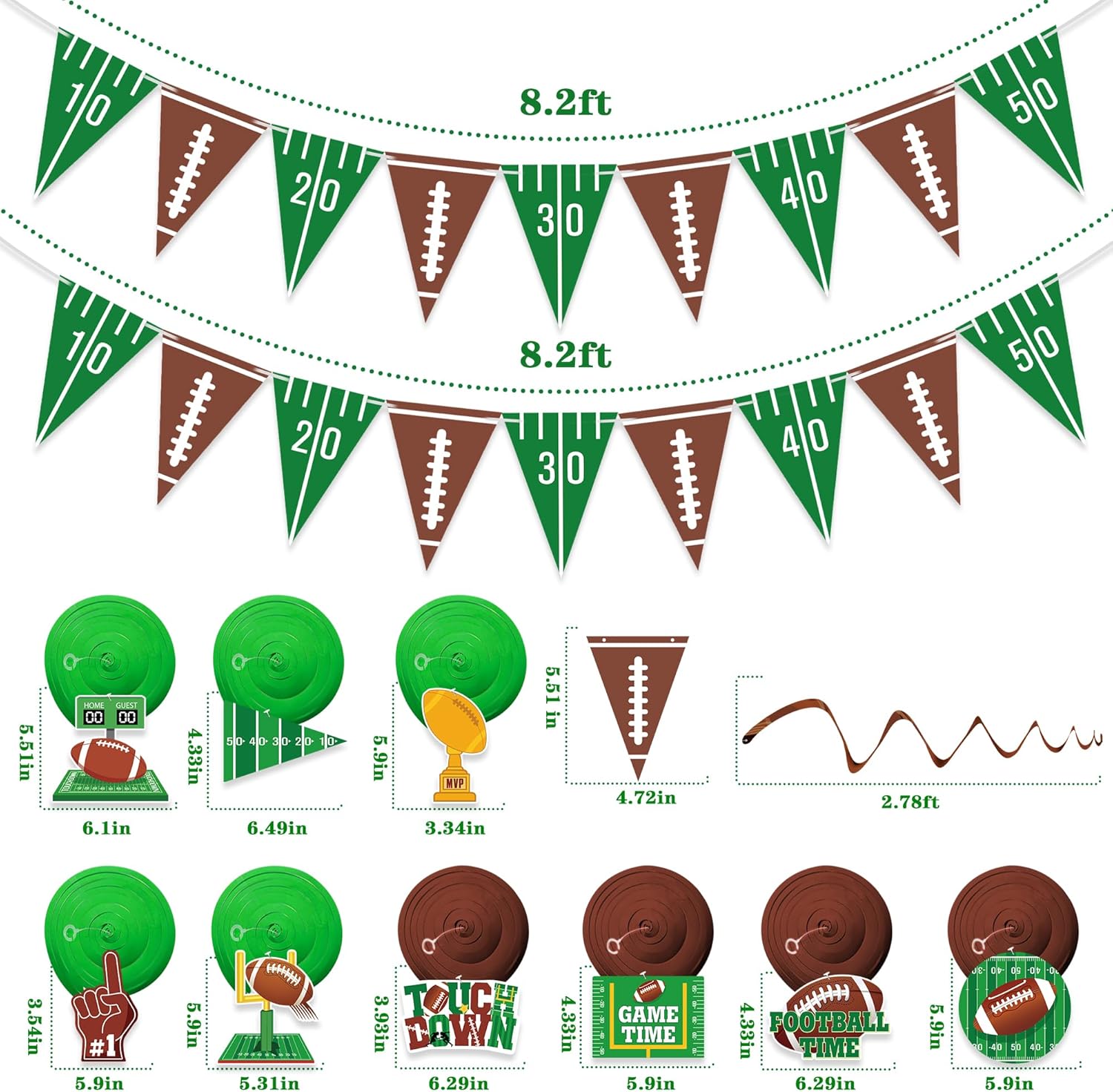 Football Party Decor Set 2 Banners 9 Swirls