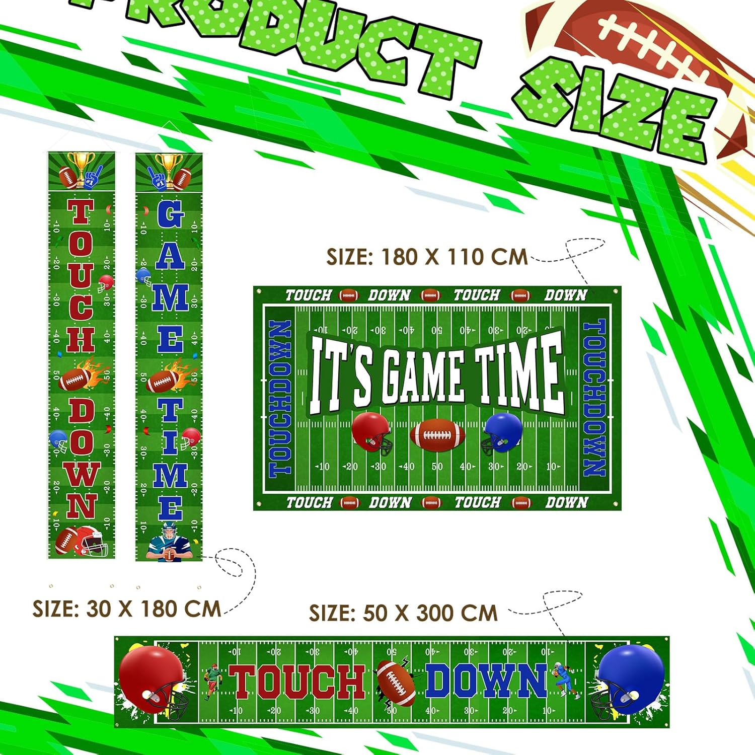 Ctosree Football Backdrop Banner Decor 4pcs Party Supplies