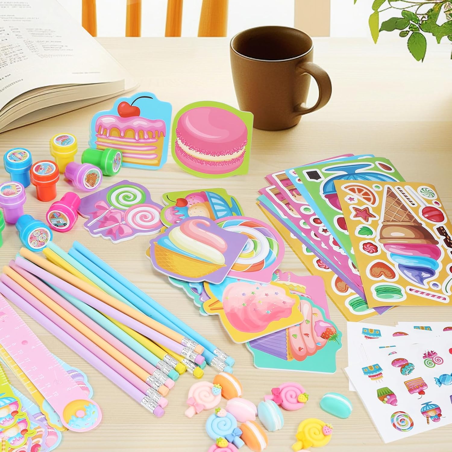 BenLouis 96Pcs Candyland Party Favors Mini Notebook Set for Kids