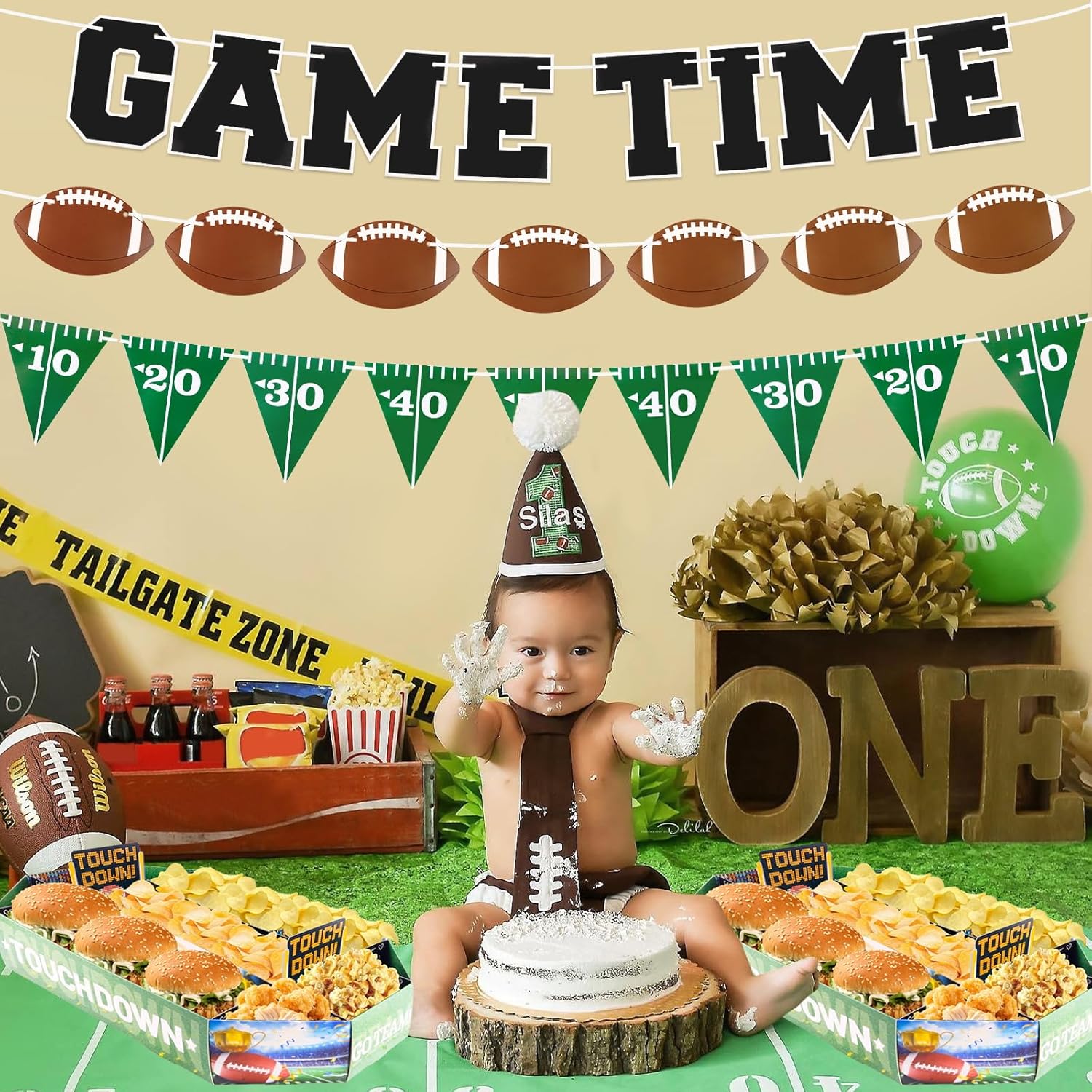 Game Time Football Banner for Party Decorations