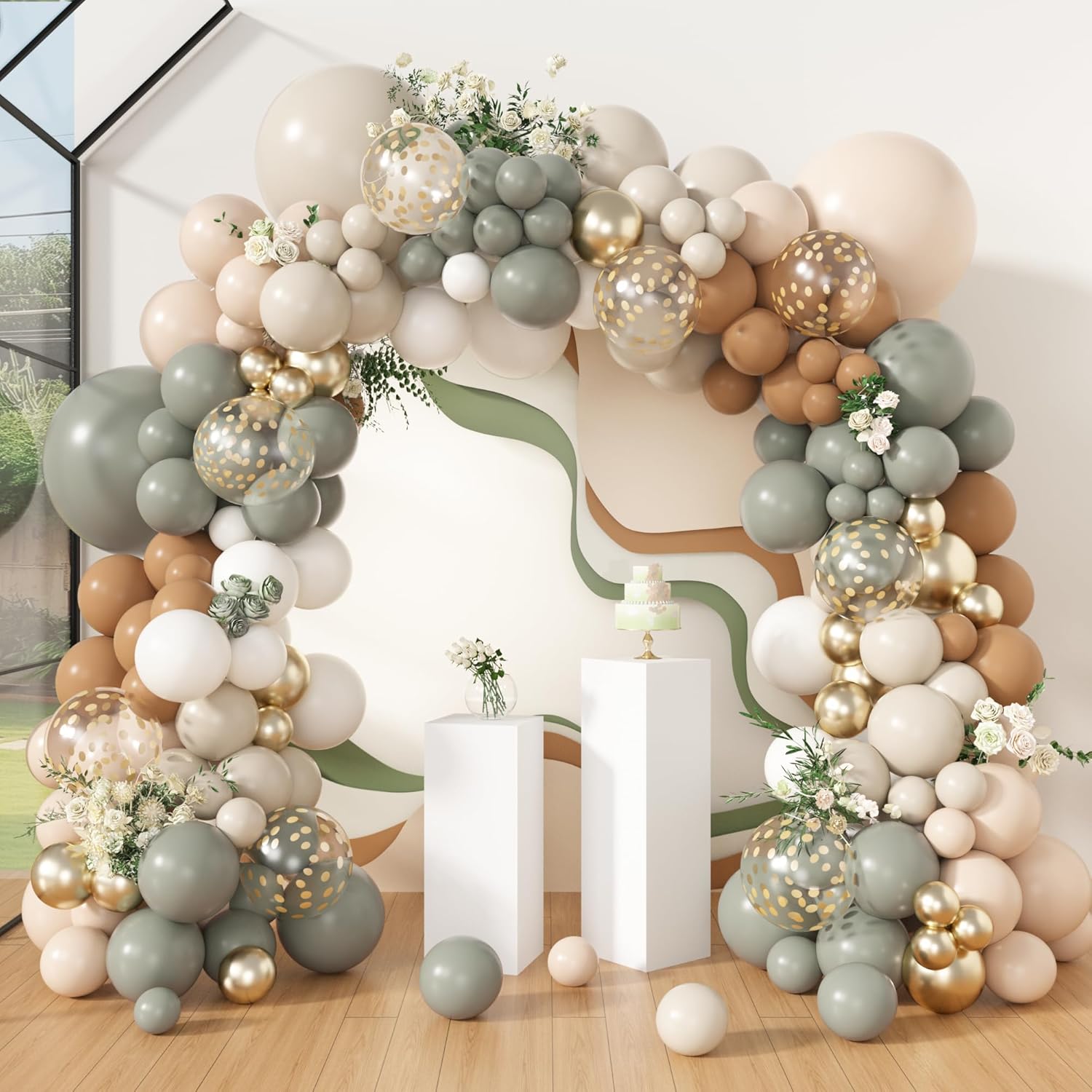 Amandir 173Pcs Dusty Green Balloon Arch Kit