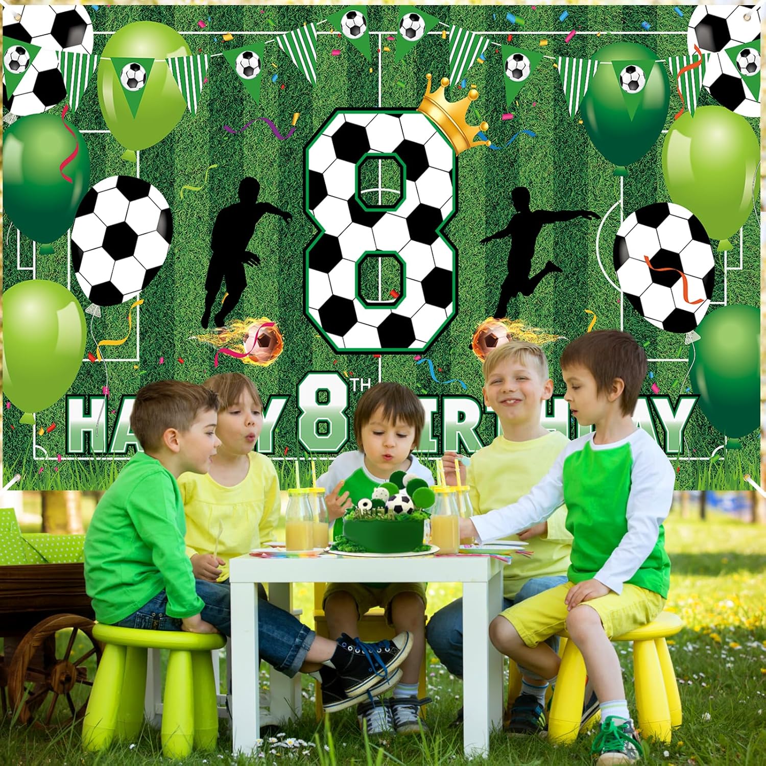 Soccer 8th Birthday Banner for Boys - Large Party Decor