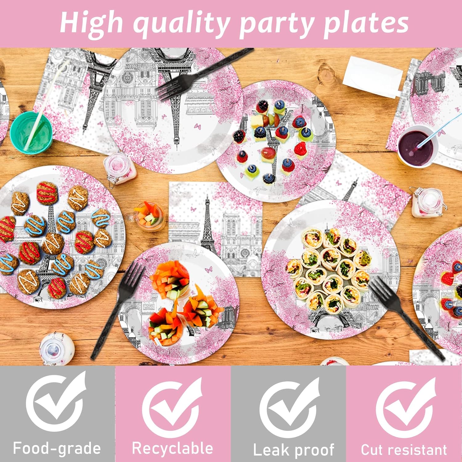 ZOIIWA 98 Pcs Paris Eiffel Tower Party Decor Set