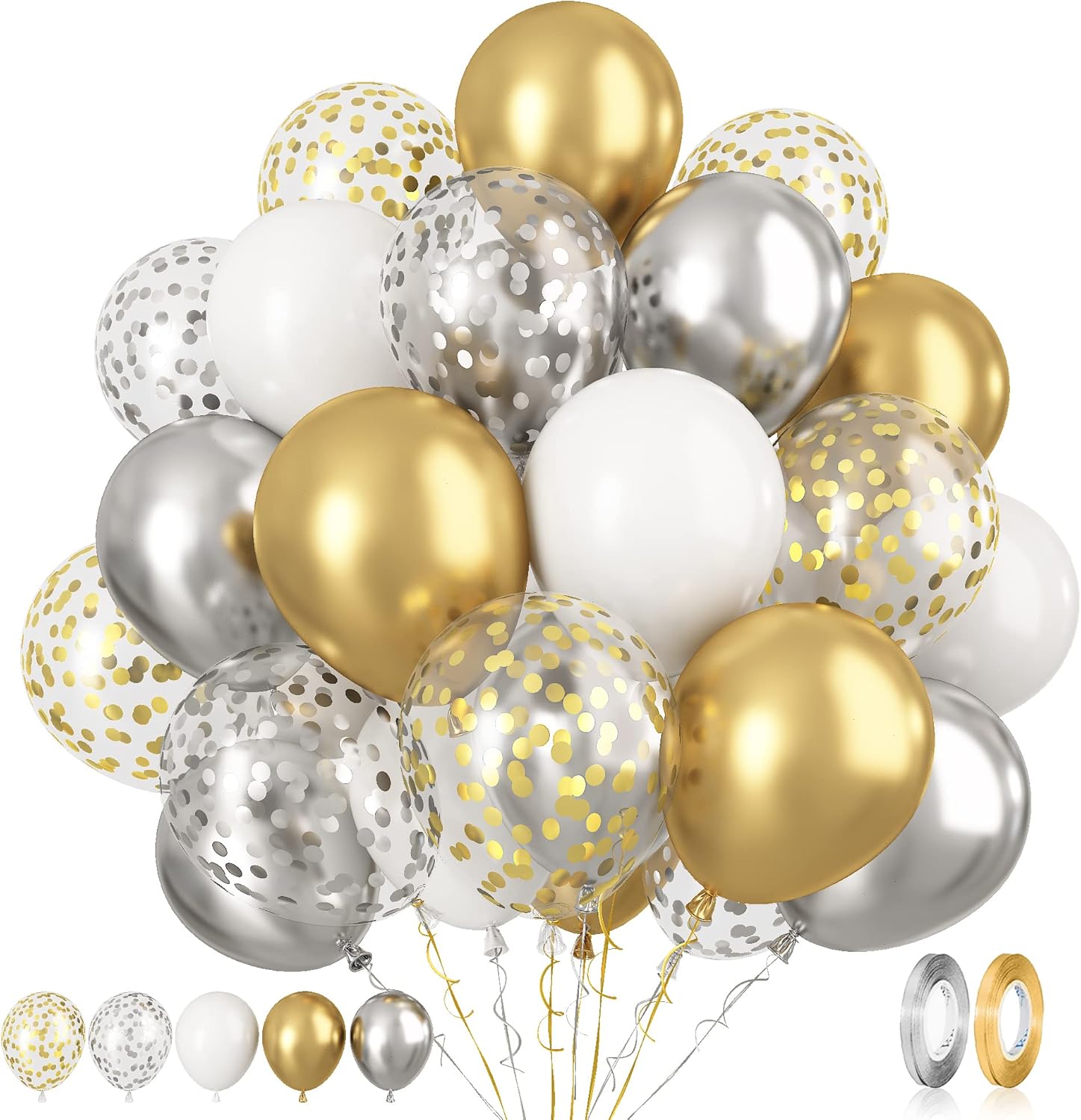 Paready 60 Pcs 12 Inch Metallic Balloons Set