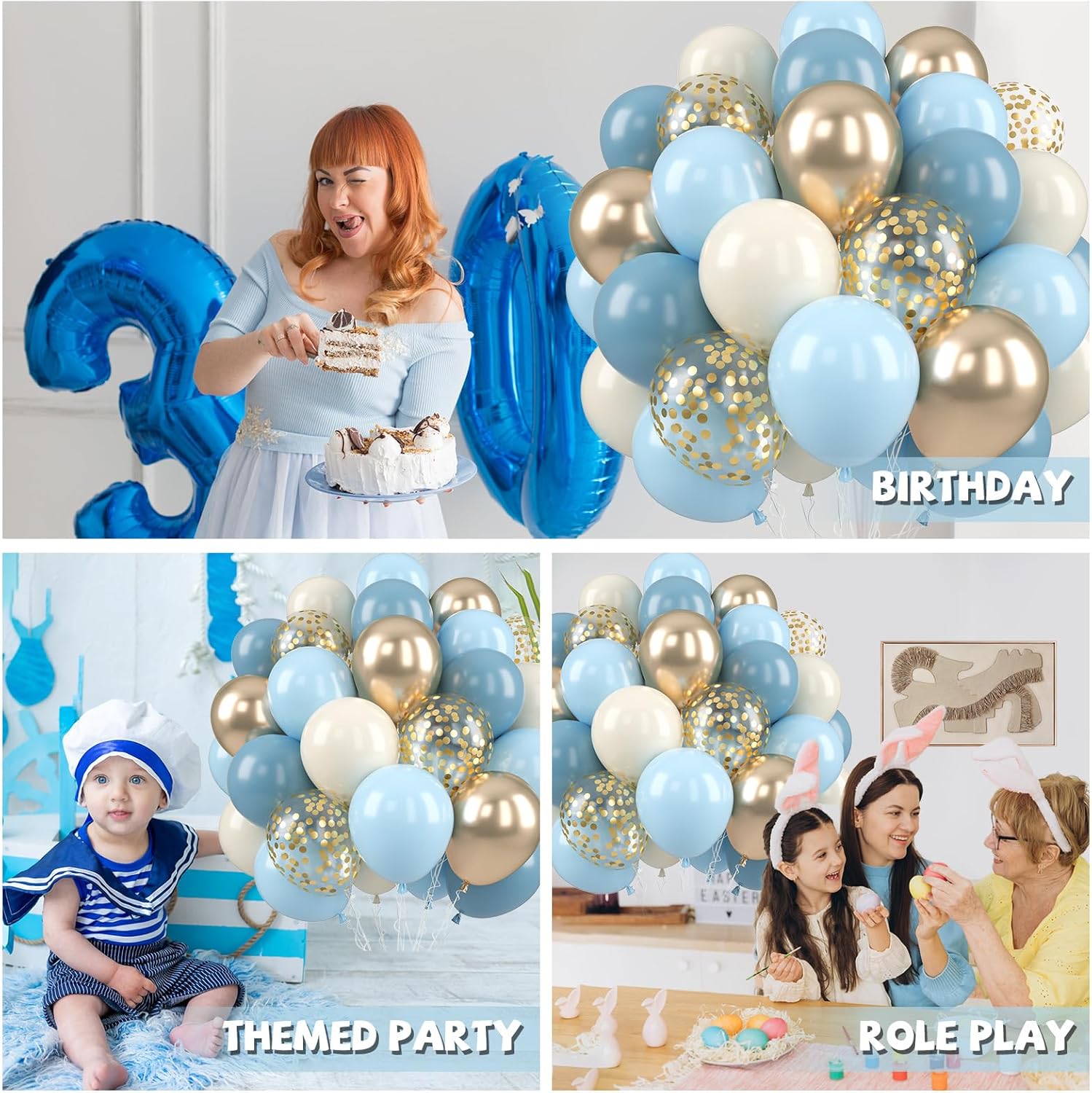 Paready 50 pcs Dusty Blue Balloons Party Decor
