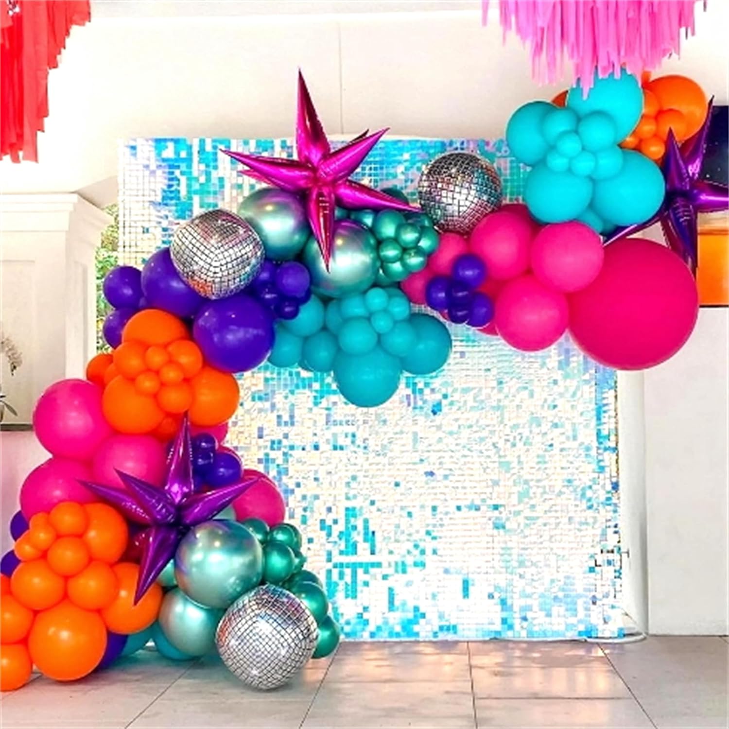 Disco Balloon Arch Kit 125PCS 22 Inch Mylar Balloons