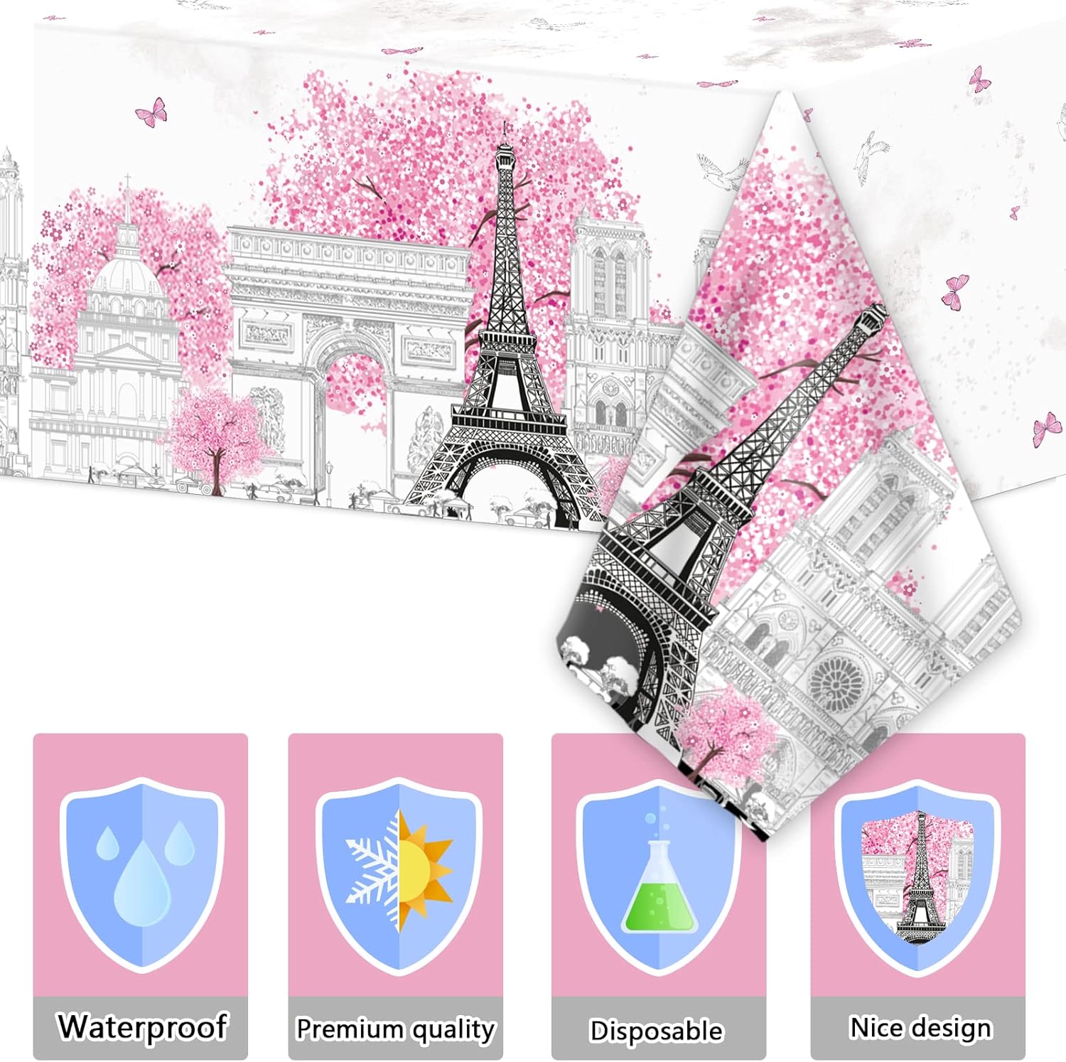 ZOIIWA 98 Pcs Paris Eiffel Tower Party Decor Set