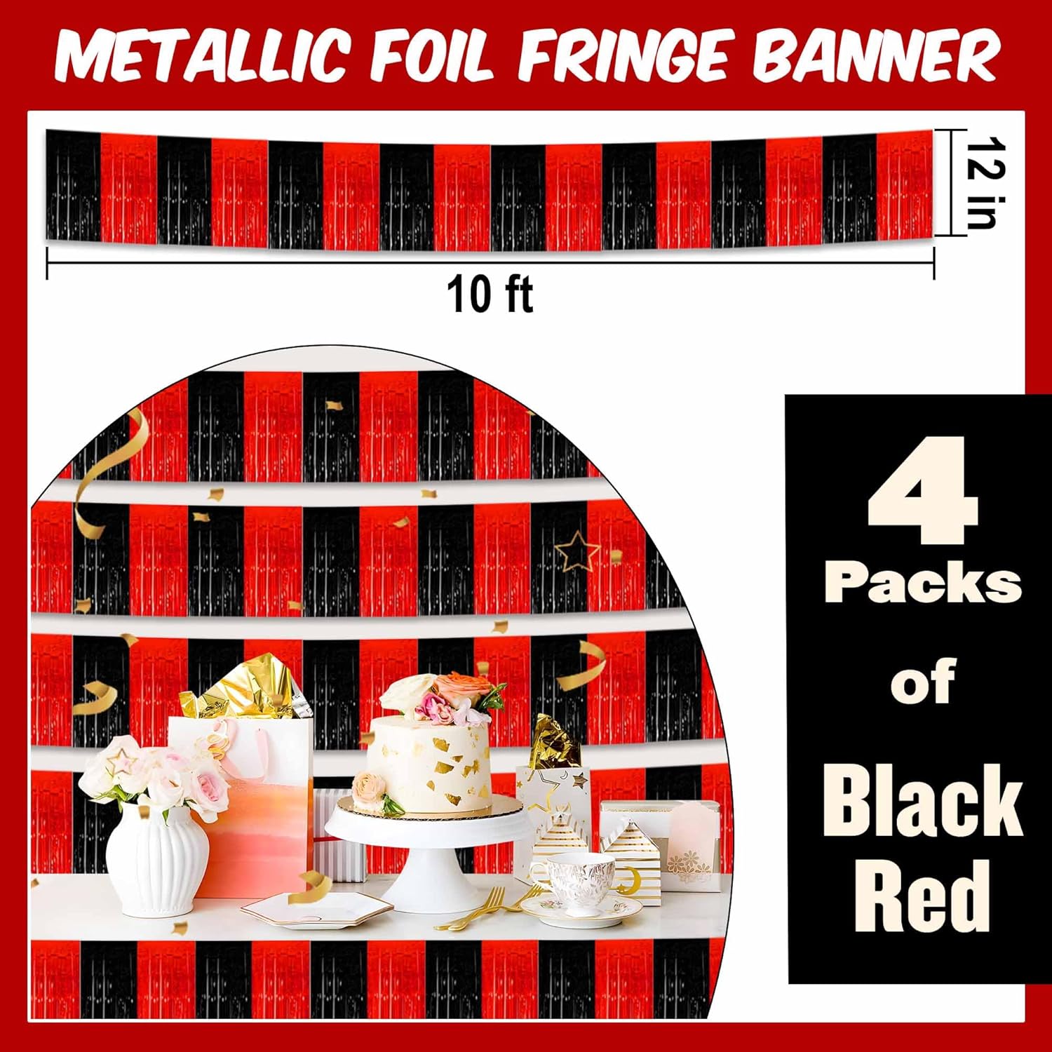 4 Pack 10 Ft Metallic Foil Garland Streamers