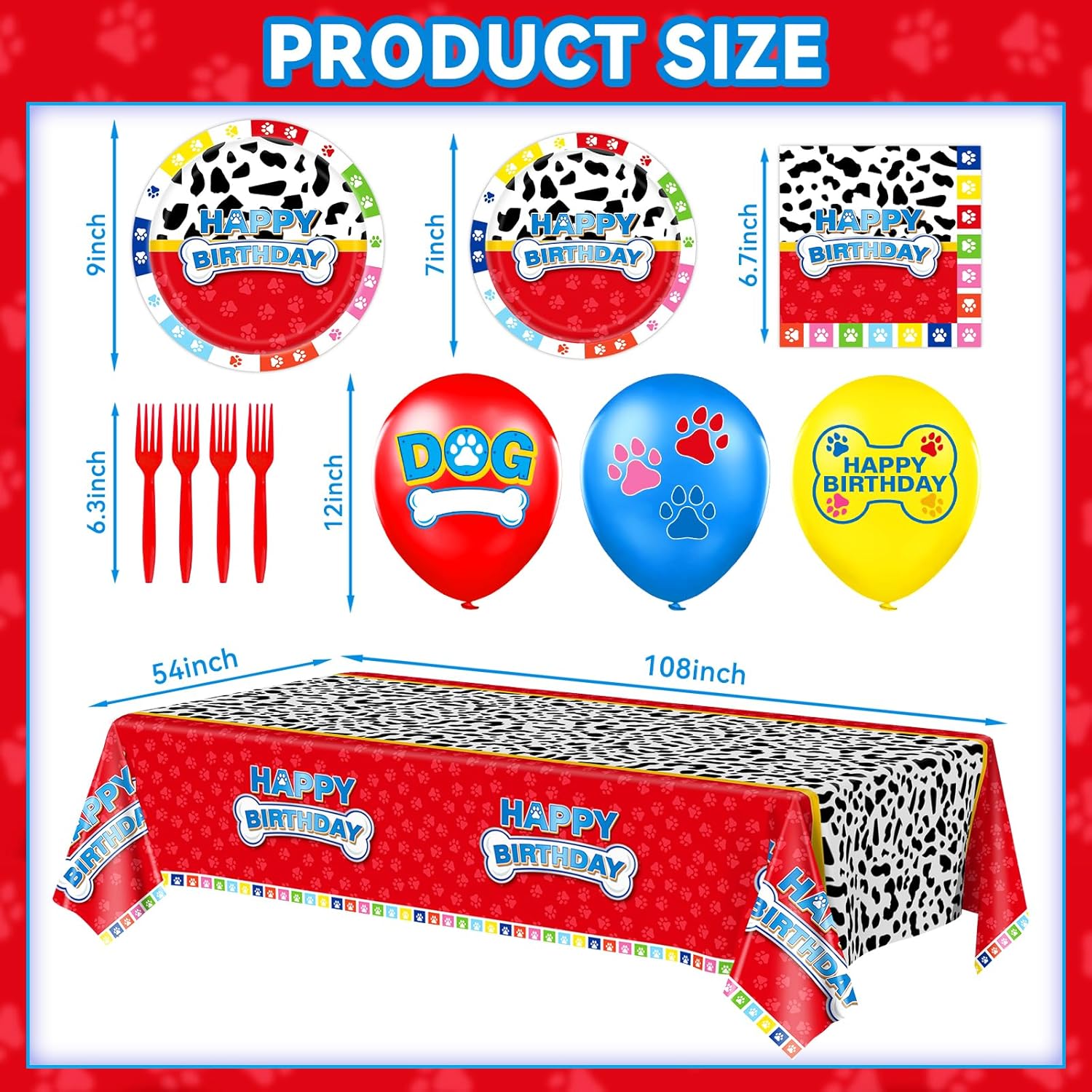 Cartoon Dog Paw Birthday Party Decorations Set
