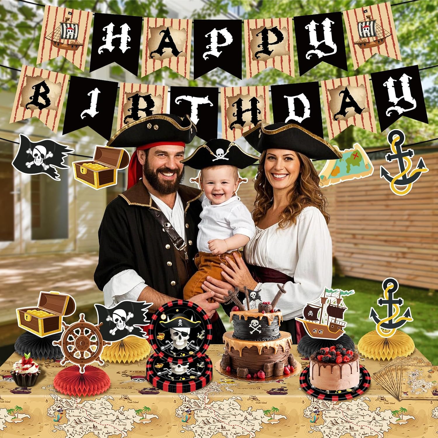 Pirate Party Decorations Set 62Pcs for Boys