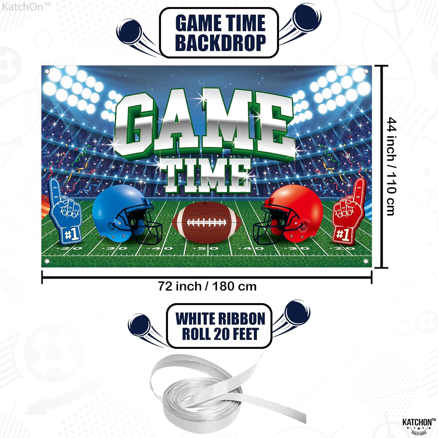KatchOn Football Backdrop for Party - Large 72x44 Inch