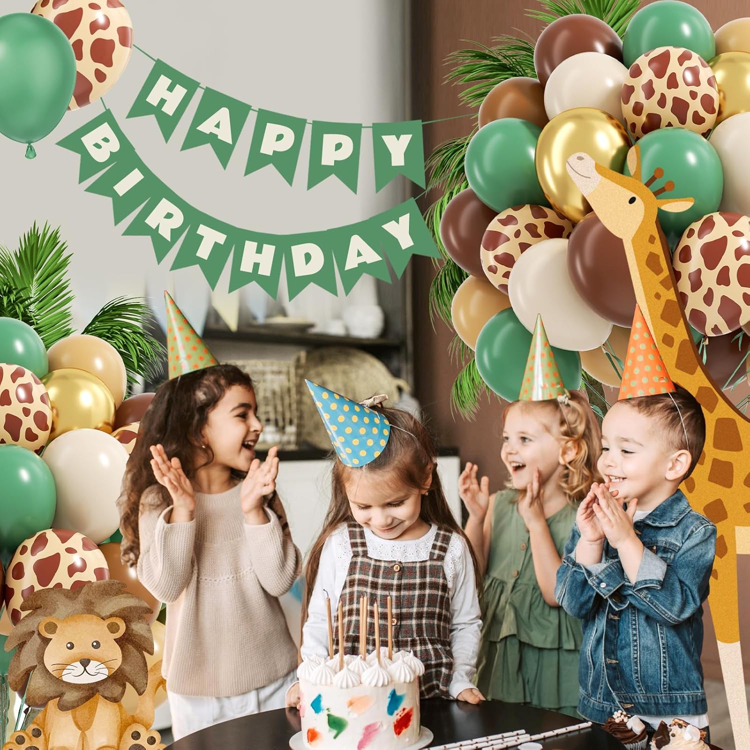60pcs Safari Balloons for Birthday and Baby Shower Decorations