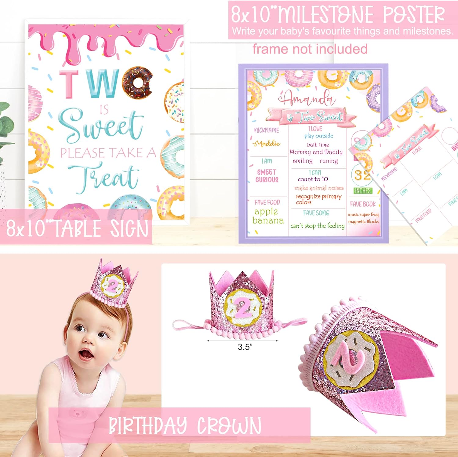 Two Sweet Donut Birthday Party Decorations Set