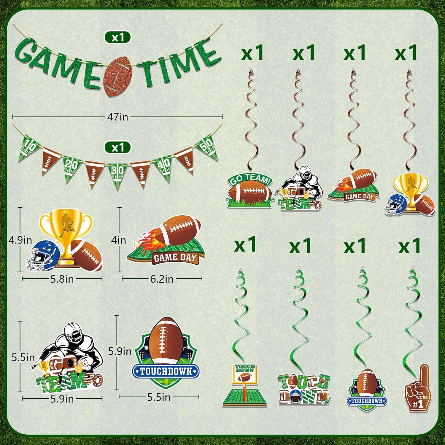 Football Time Touch Down Banner Set 10Pcs