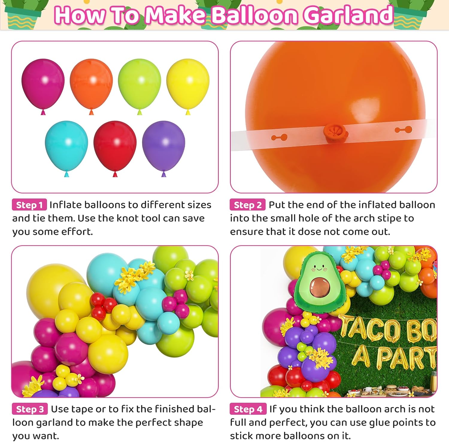 Amandir 169Pcs Mexican Fiesta Balloon Decor Kit
