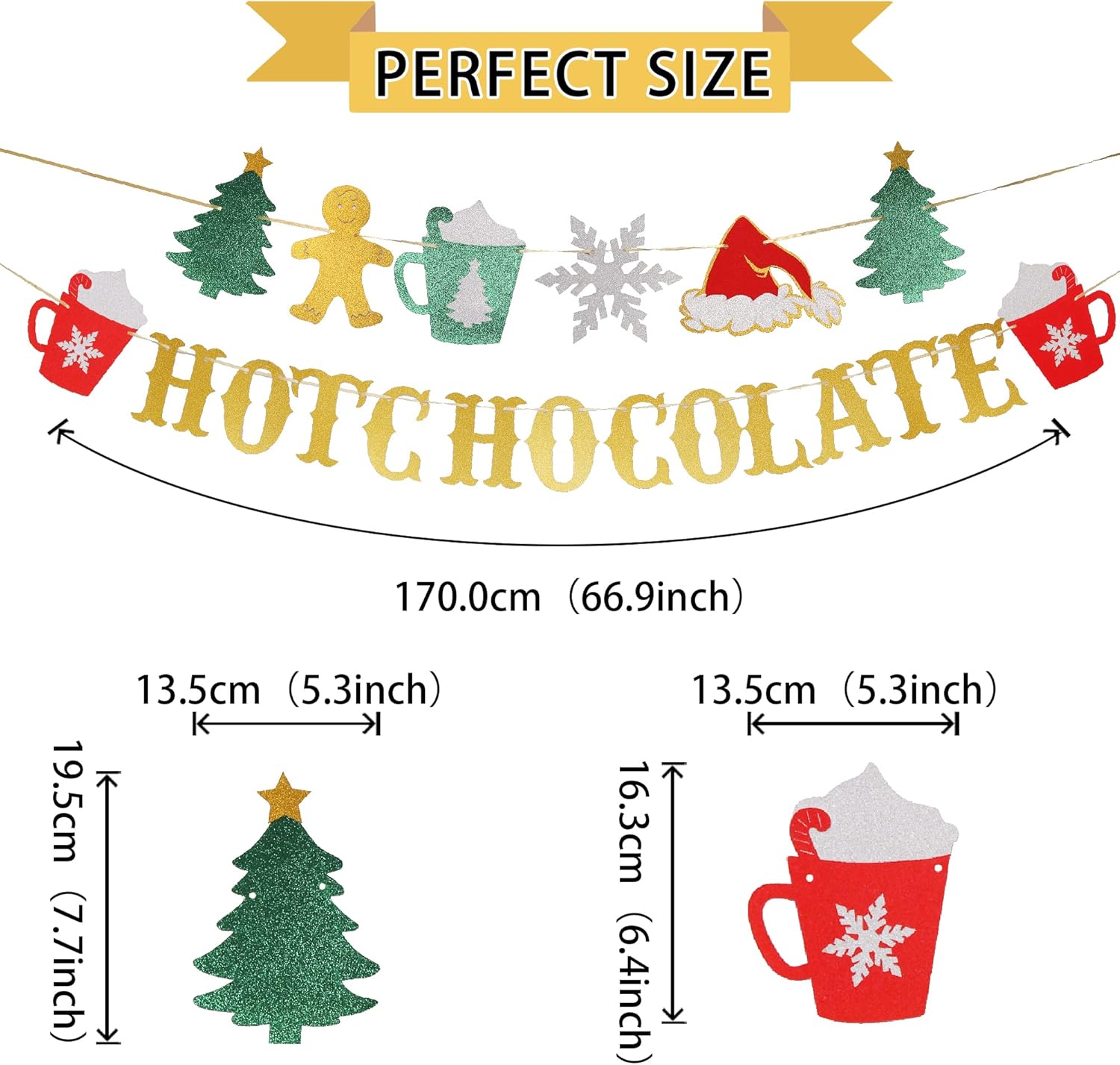 Glitter Christmas Hot Chocolate Banner for Holiday Decorations