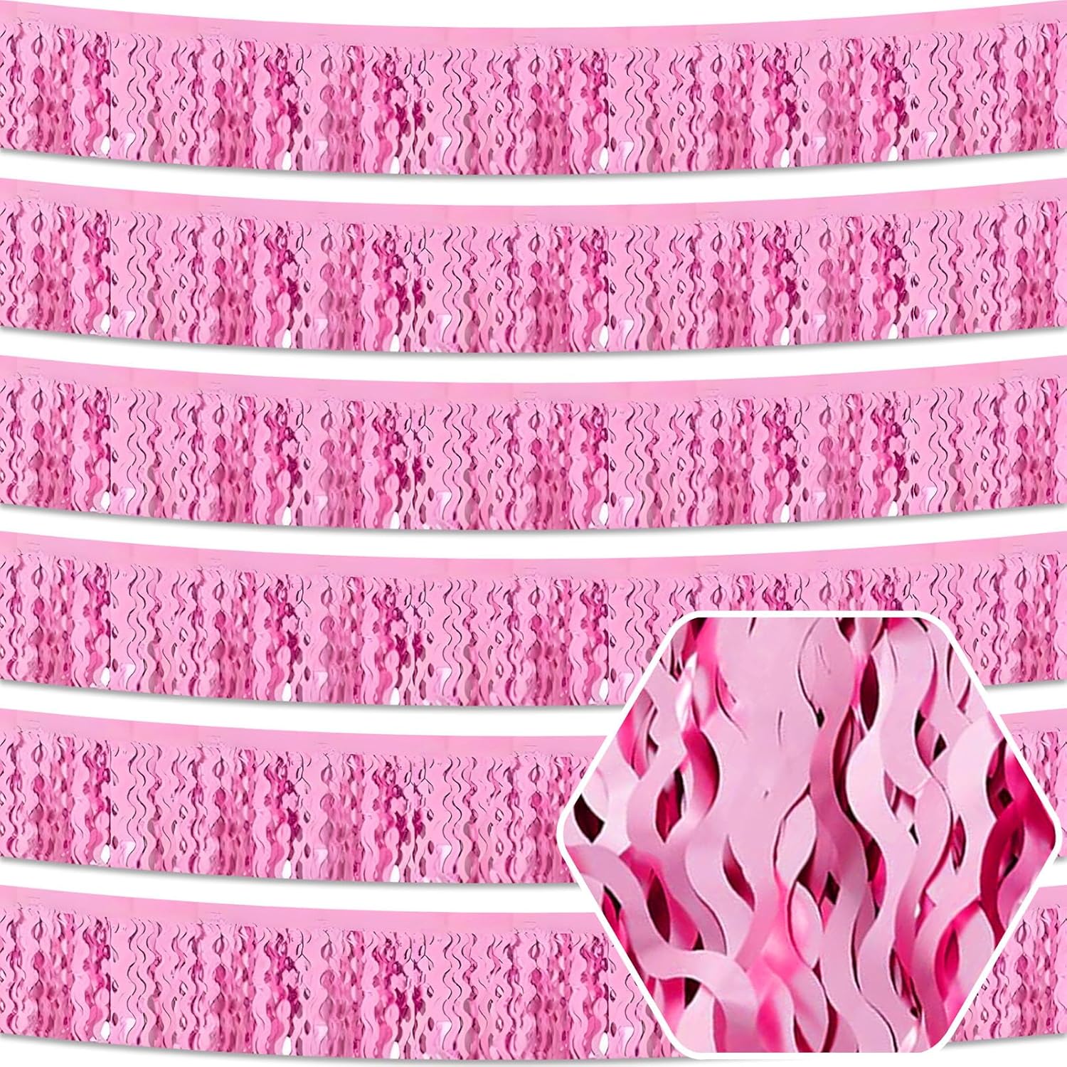 6 Pack 10 Feet Pink Metallic Foil Garland