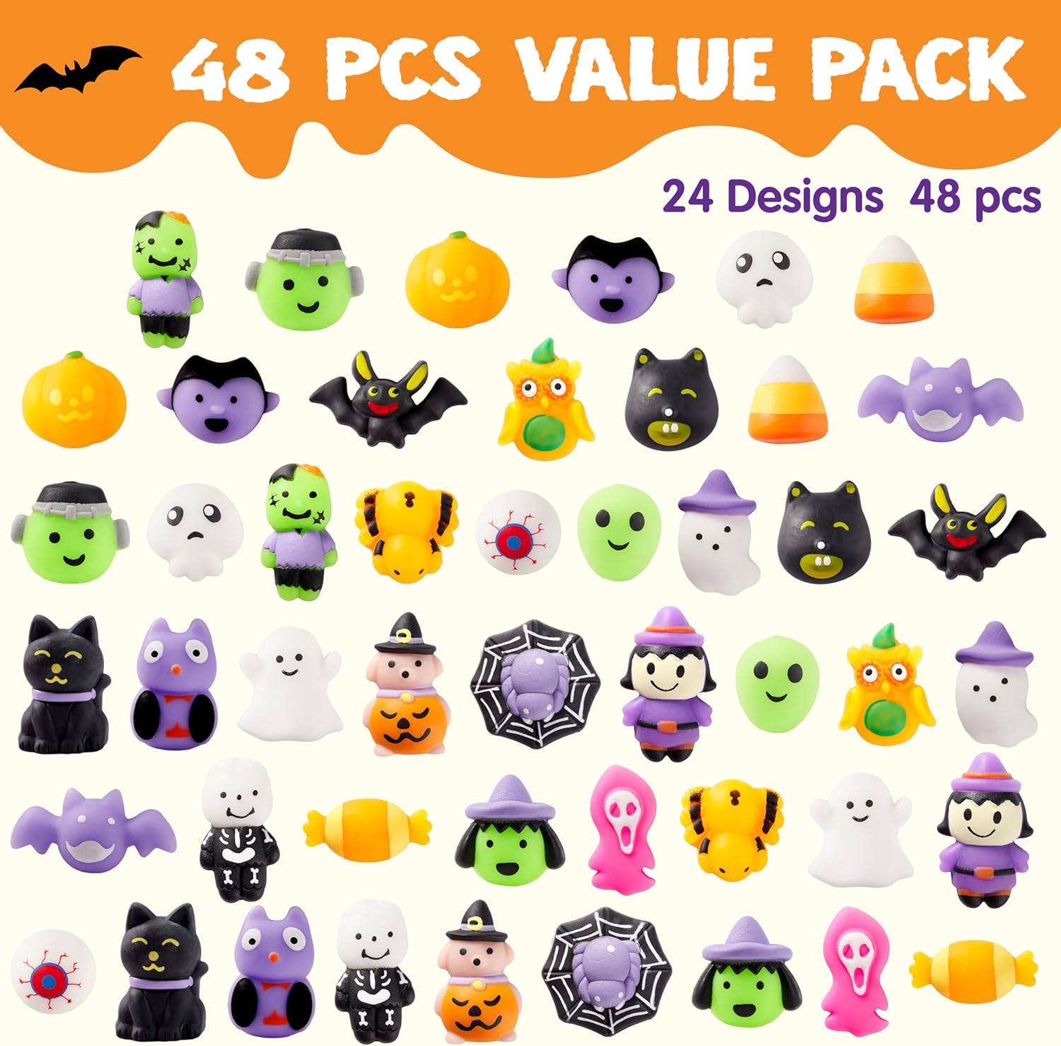 JOYIN 24 Piece Halloween Squishy Toy Set
